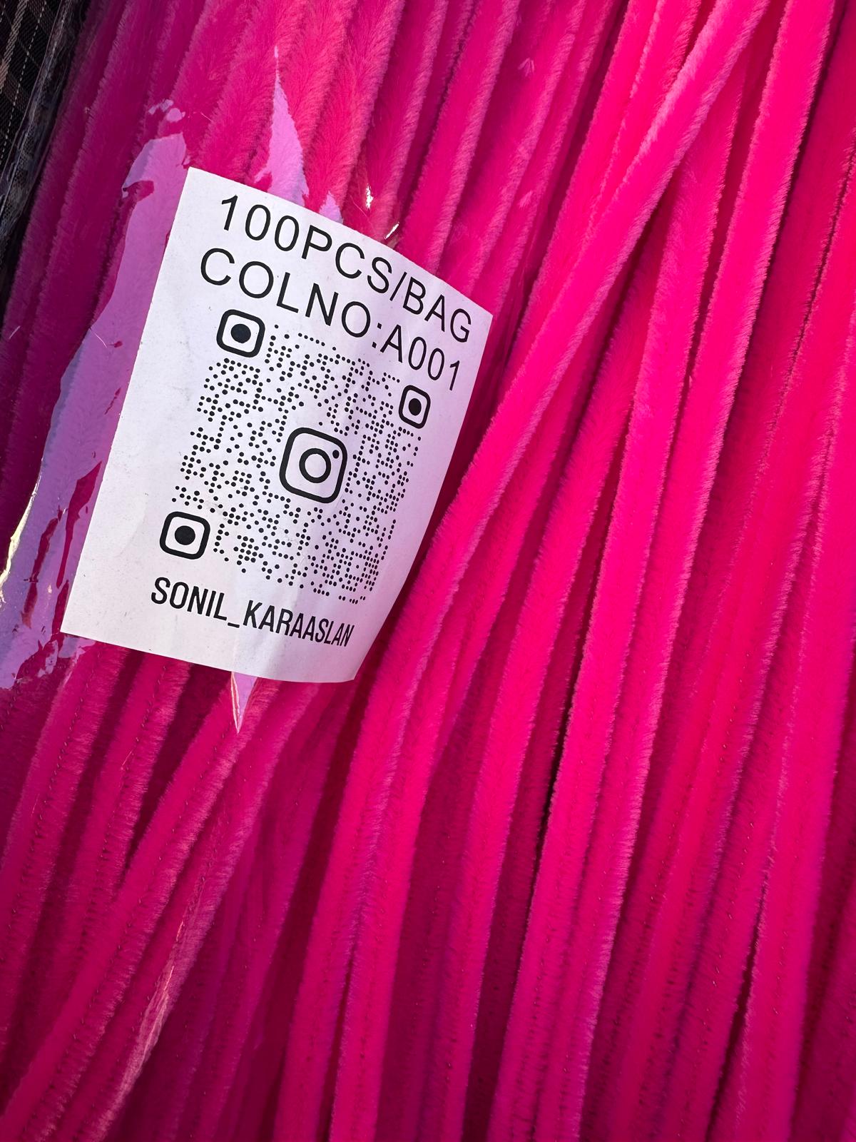 ŞÖNİL 100 LÜ FUŞYA RENK KOD A001 30 CM -🛍️ YOĞUN TÜYLÜ HOBİ ÇUBUĞU TEL EL İŞİ 100 LÜ PAKET💐