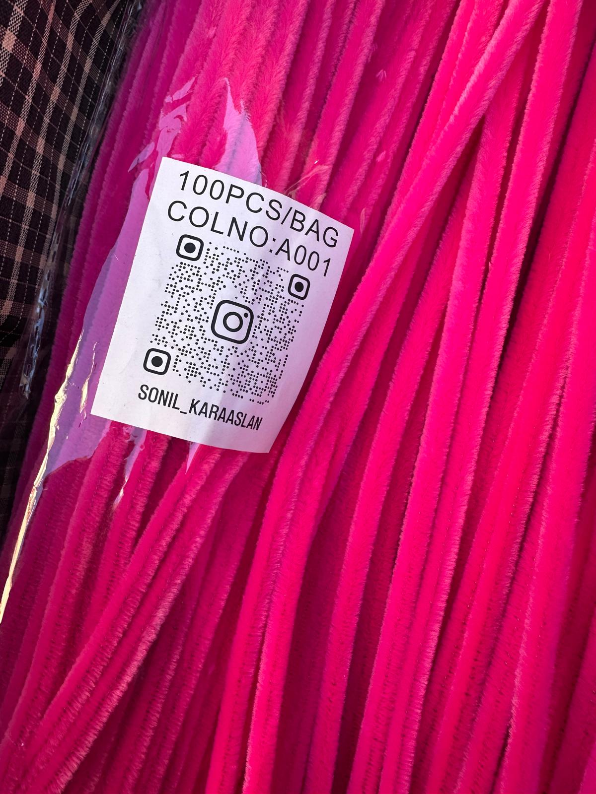 ŞÖNİL 100 LÜ FUŞYA RENK KOD A001 30 CM -🛍️ YOĞUN TÜYLÜ HOBİ ÇUBUĞU TEL EL İŞİ 100 LÜ PAKET💐
