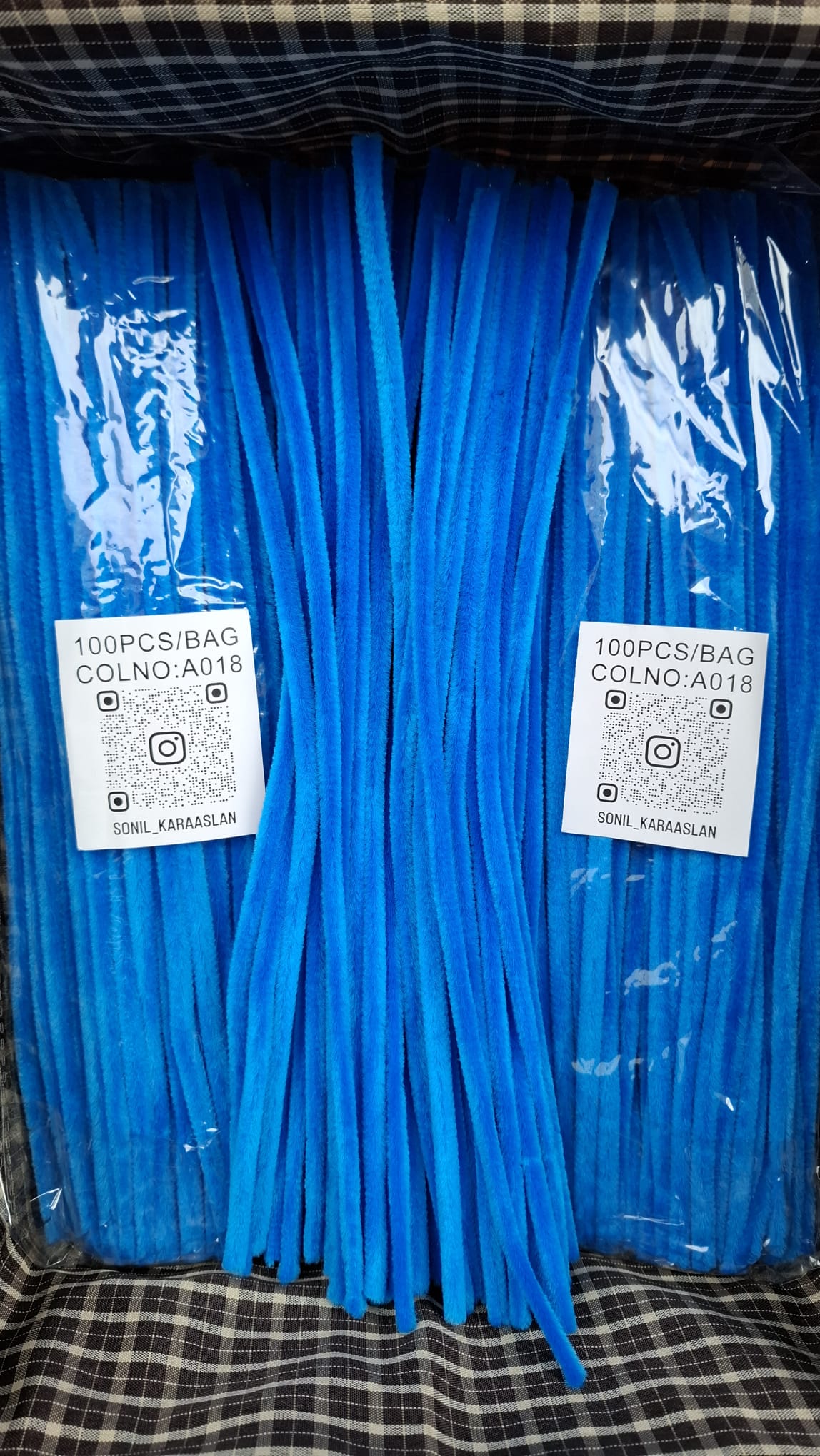 ŞÖNİL 100 LÜ MAVİ RENK KOD A018 30 CM -🛍️ YOĞUN TÜYLÜ HOBİ ÇUBUĞU TEL EL İŞİ 100 LÜ PAKET💐