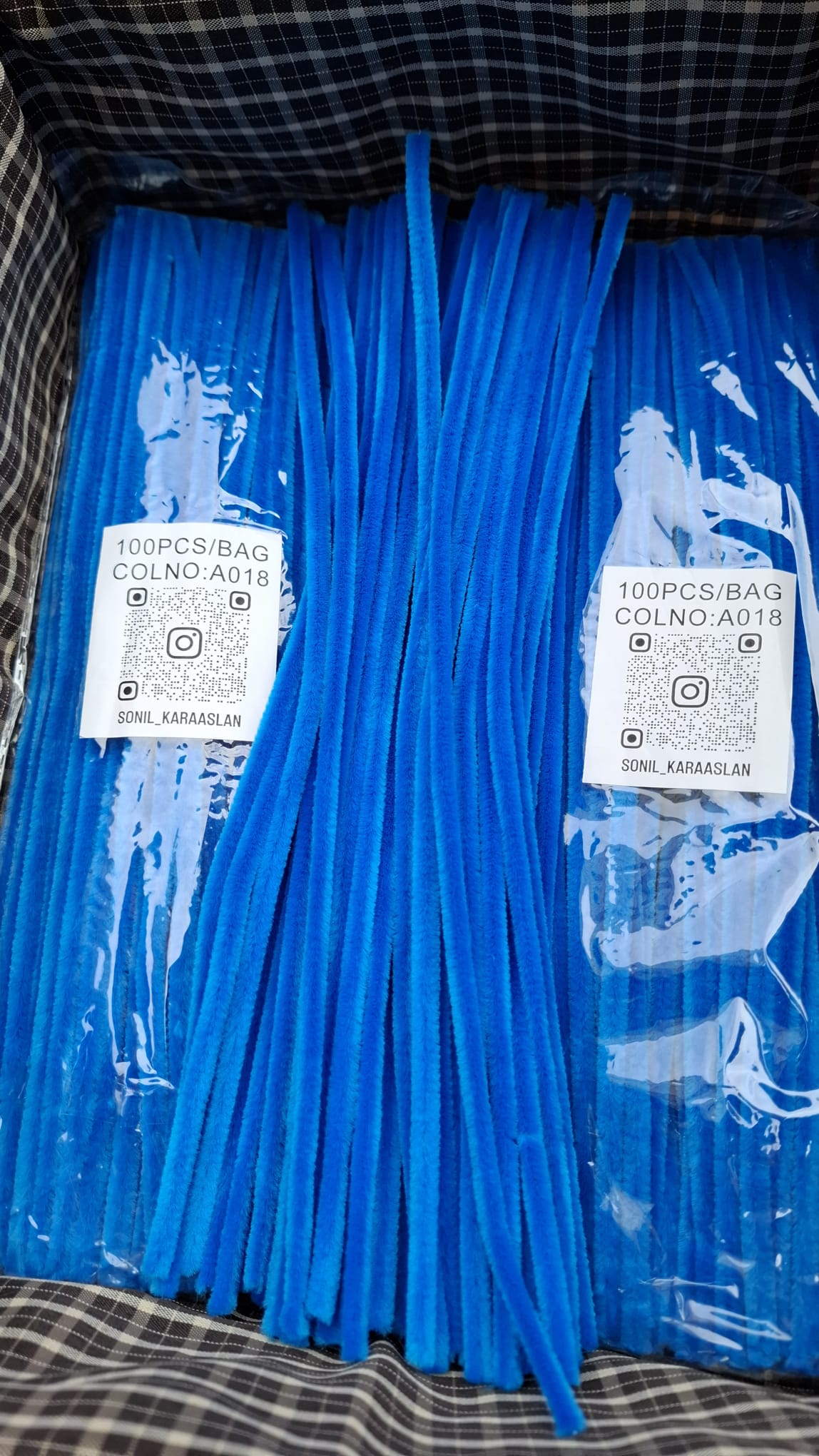 ŞÖNİL 100 LÜ MAVİ RENK KOD A018 30 CM -🛍️ YOĞUN TÜYLÜ HOBİ ÇUBUĞU TEL EL İŞİ 100 LÜ PAKET💐