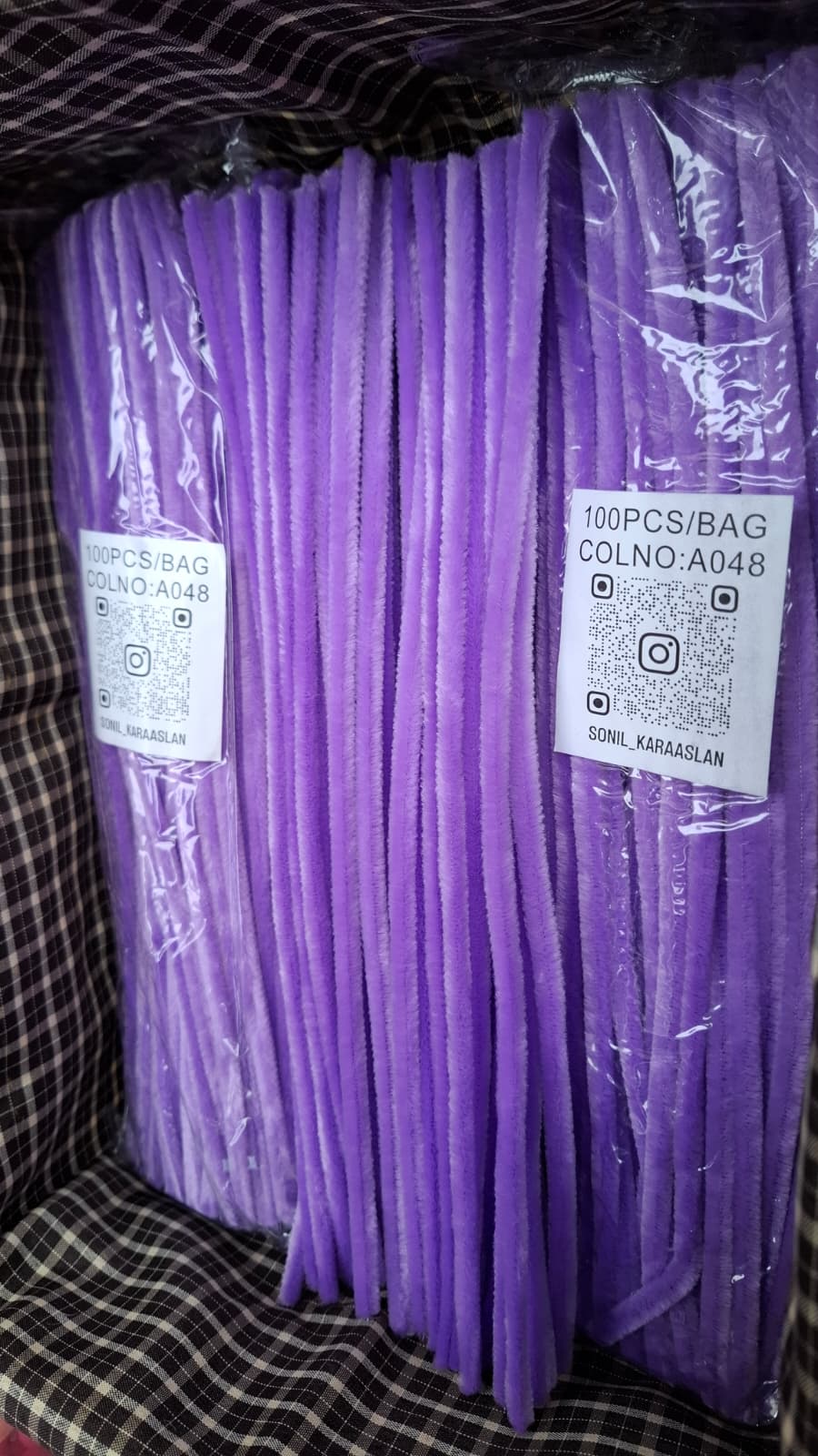 ŞÖNİL 100 LÜ LİLA RENK KOD A048 30 CM -🛍️ YOĞUN TÜYLÜ HOBİ ÇUBUĞU TEL EL İŞİ 100 LÜ PAKET💐