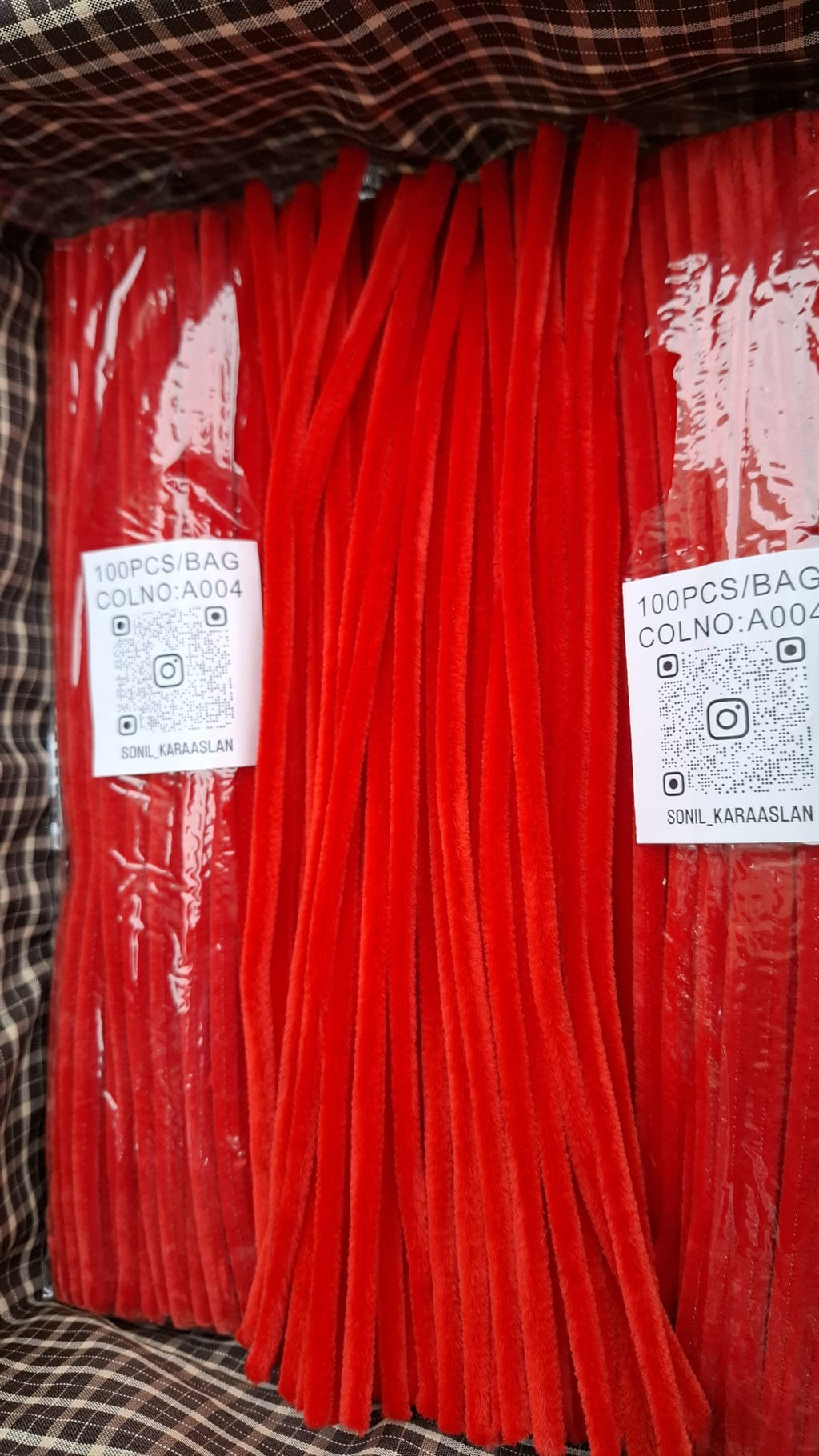 30 cm A004 Kırmızı Şönil RENK KOD A004 Tüylü Hobi Çubuğu - 100'lü Paket 🌸🌷🌹