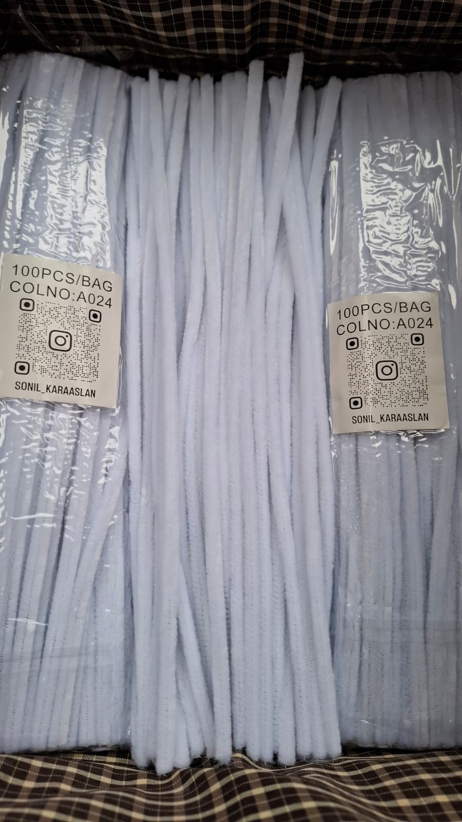 A024 Beyaz Şönil DIY Tüylü Hobi Çubuğu - 100'lü Paket(CHENİLLE) 🌹🌸💐