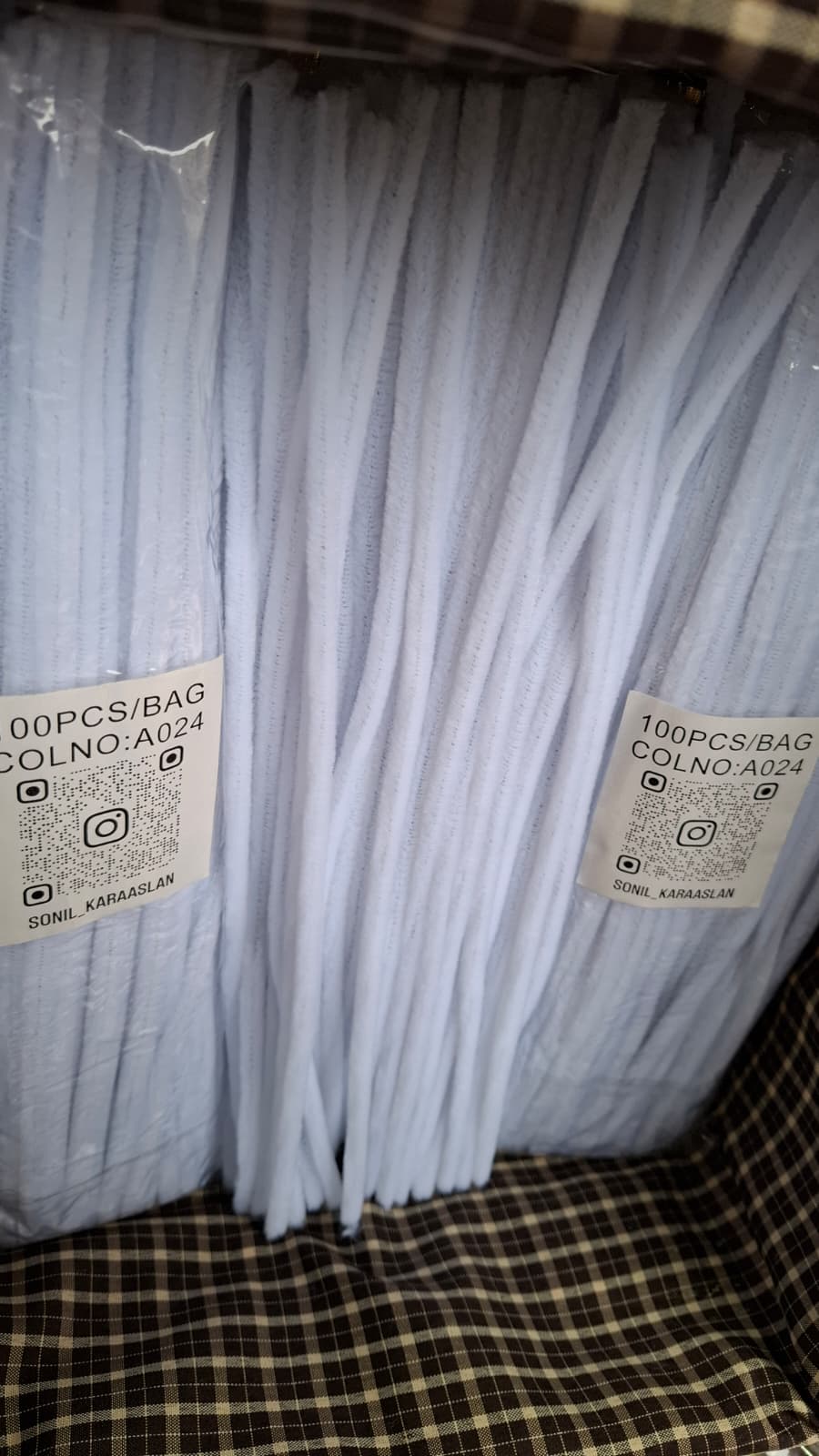A024 Beyaz Şönil DIY Tüylü Hobi Çubuğu - 100'lü Paket(CHENİLLE) 🌹🌸💐