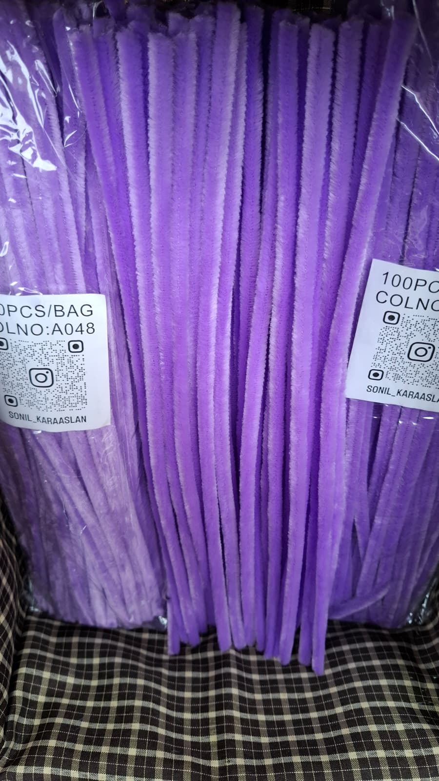 ŞÖNİL 100 LÜ LİLA RENK KOD A048 30 CM -🛍️ YOĞUN TÜYLÜ HOBİ ÇUBUĞU TEL EL İŞİ 100 LÜ PAKET💐