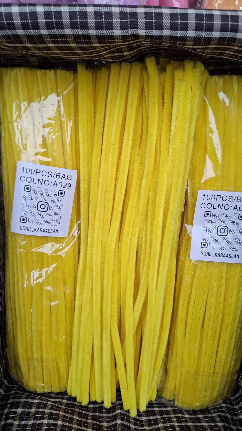 ŞÖNİL 100 LÜ SARI RENK KOD A029 30 CM -🛍️ YOĞUN TÜYLÜ HOBİ ÇUBUĞU TEL EL İŞİ 100 LÜ PAKET💐