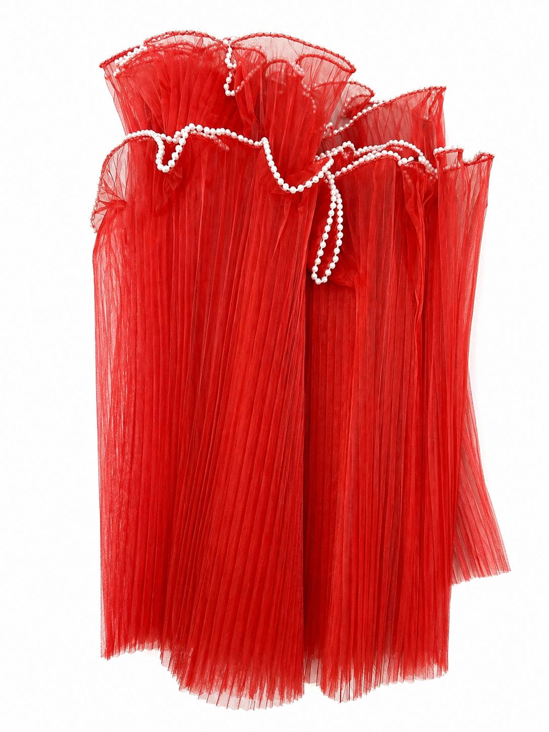 ❤️ İncili Kırmızı Buket Sarma Tülü – 27 cm x 3,5 Metre