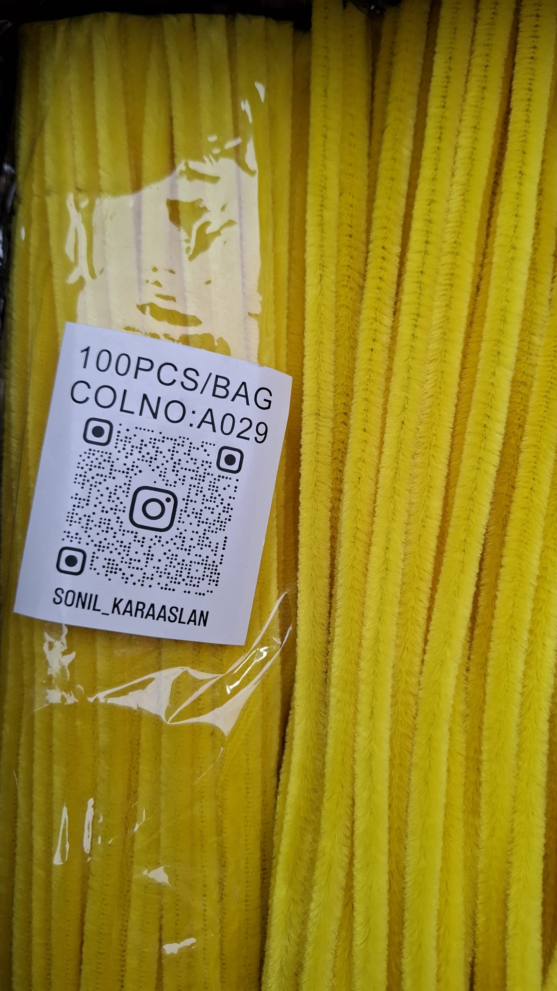 ŞÖNİL 100 LÜ SARI RENK KOD A029 30 CM -🛍️ YOĞUN TÜYLÜ HOBİ ÇUBUĞU TEL EL İŞİ 100 LÜ PAKET💐