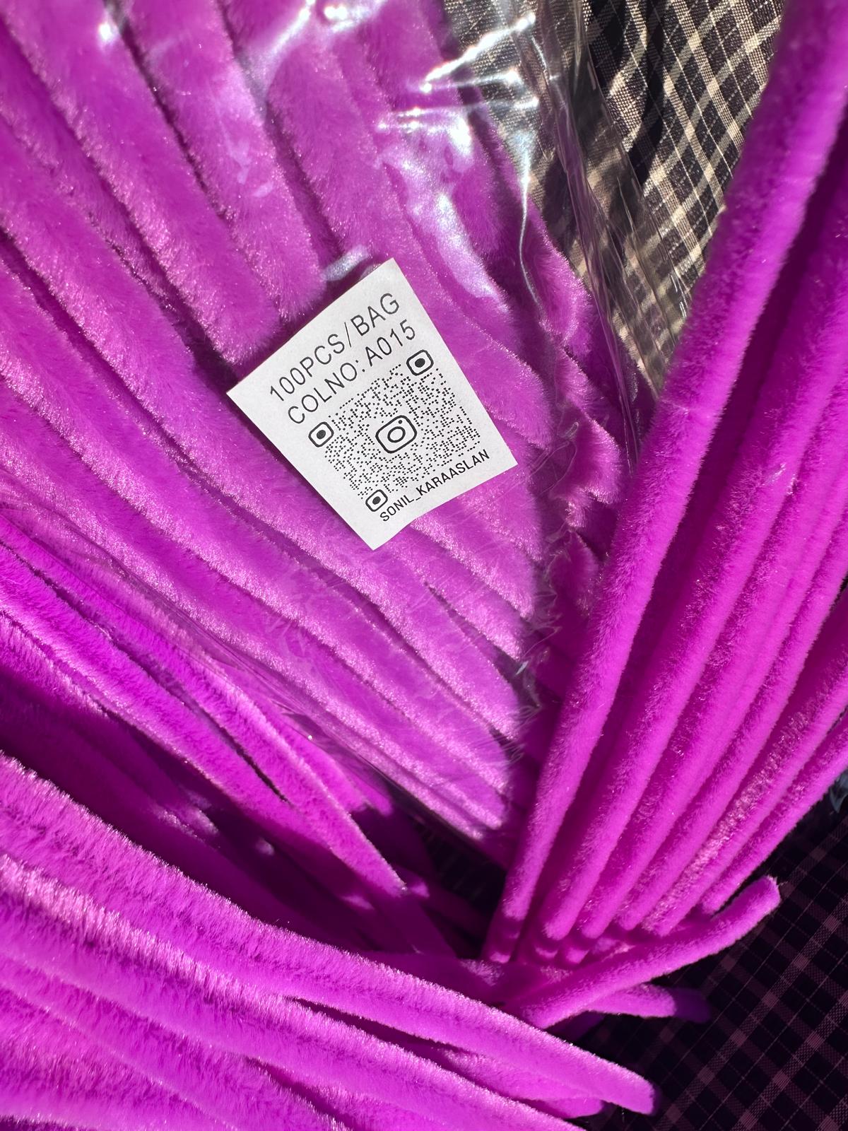ŞÖNİL 100 LÜ LİLA RENK KOD A015 30 CM -🛍️ YOĞUN TÜYLÜ HOBİ ÇUBUĞU TEL EL İŞİ 100 LÜ PAKET💐