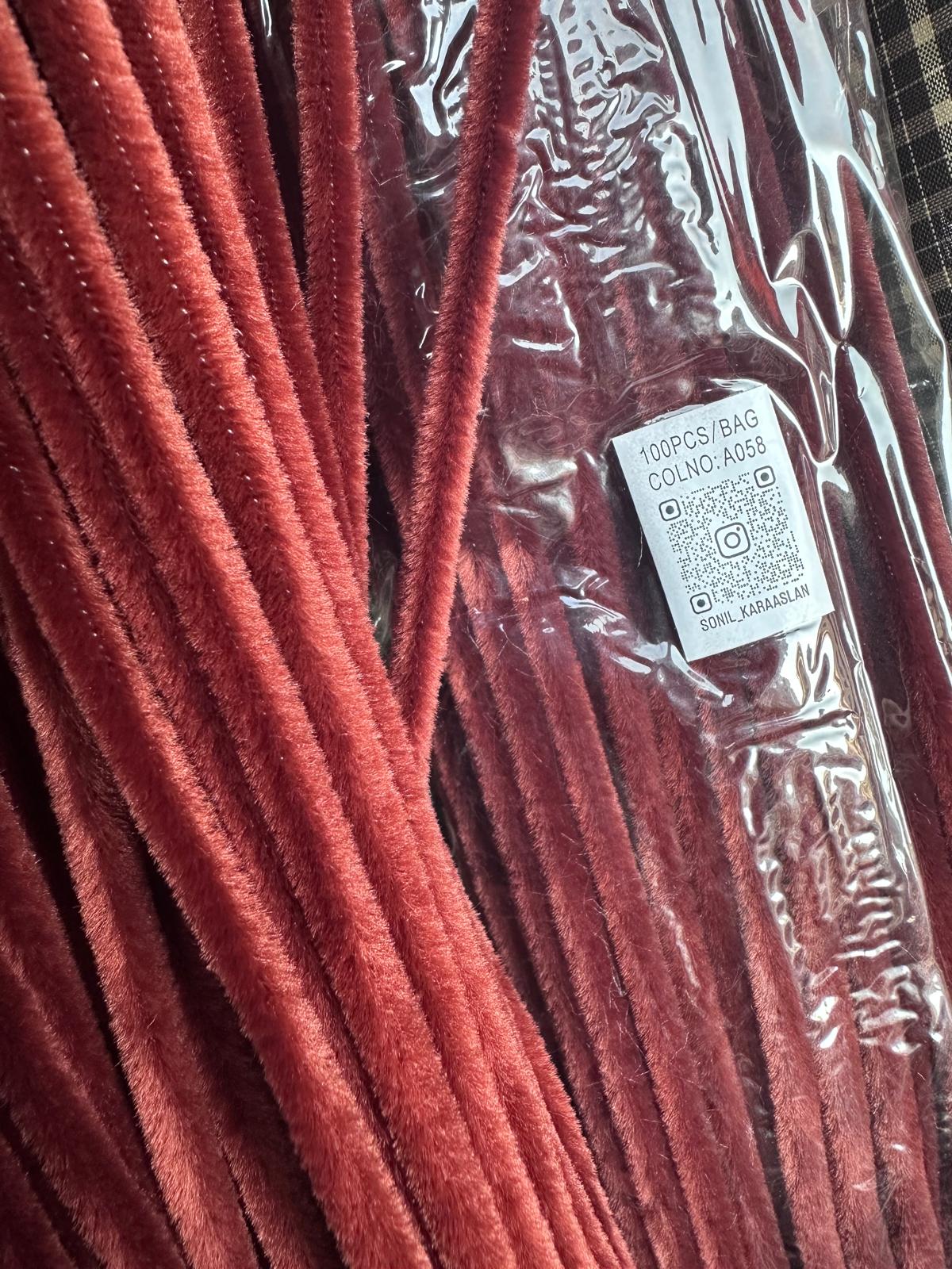 ŞÖNİL 100 LÜ ACI KAHVE RENK KOD A058 30 CM -🛍️ YOĞUN TÜYLÜ HOBİ ÇUBUĞU TEL EL İŞİ 100 LÜ PAKET💐