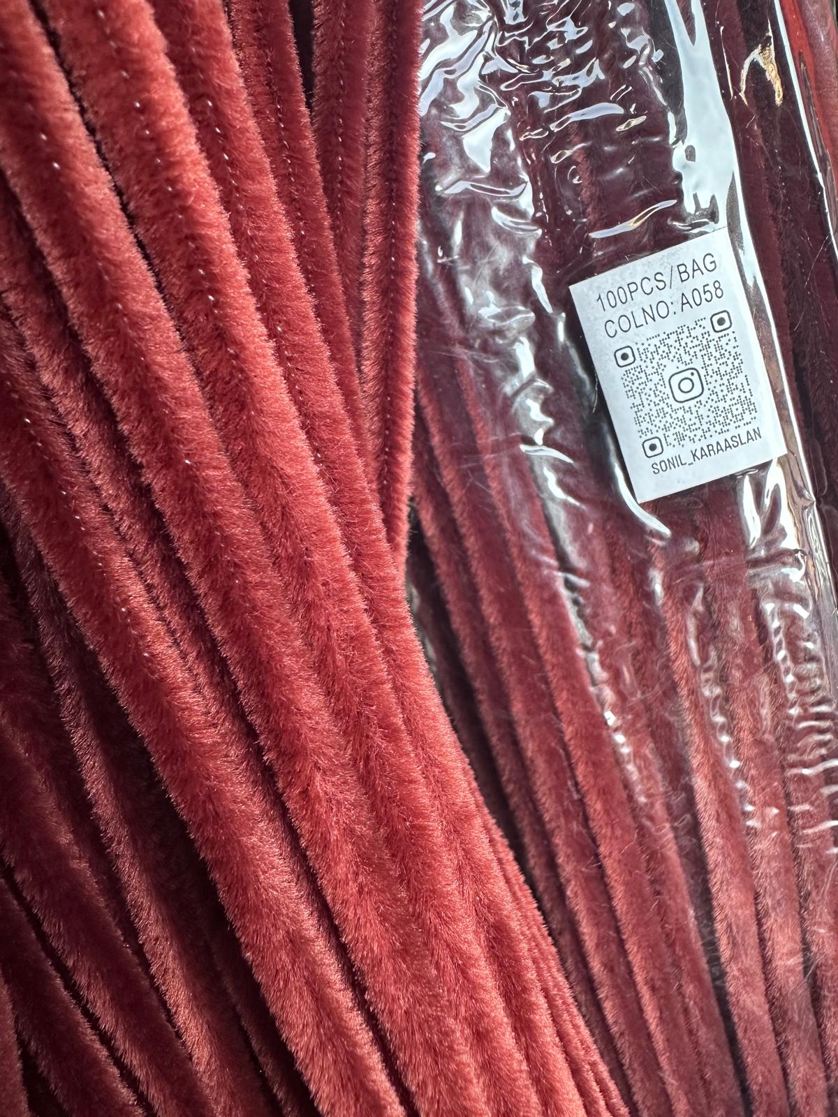 ŞÖNİL 100 LÜ ACI KAHVE RENK KOD A058 30 CM -🛍️ YOĞUN TÜYLÜ HOBİ ÇUBUĞU TEL EL İŞİ 100 LÜ PAKET💐