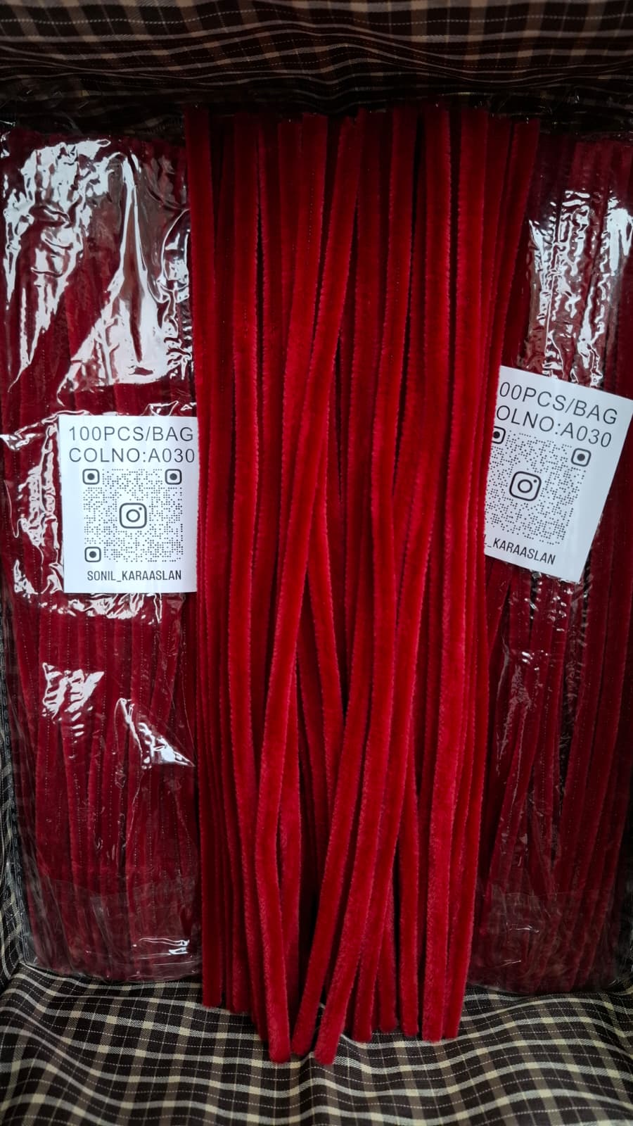 ŞÖNİL 100 LÜ BORDO RENK KOD A030 30 CM -🛍️ YOĞUN TÜYLÜ HOBİ ÇUBUĞU TEL EL İŞİ 100 LÜ PAKET💐