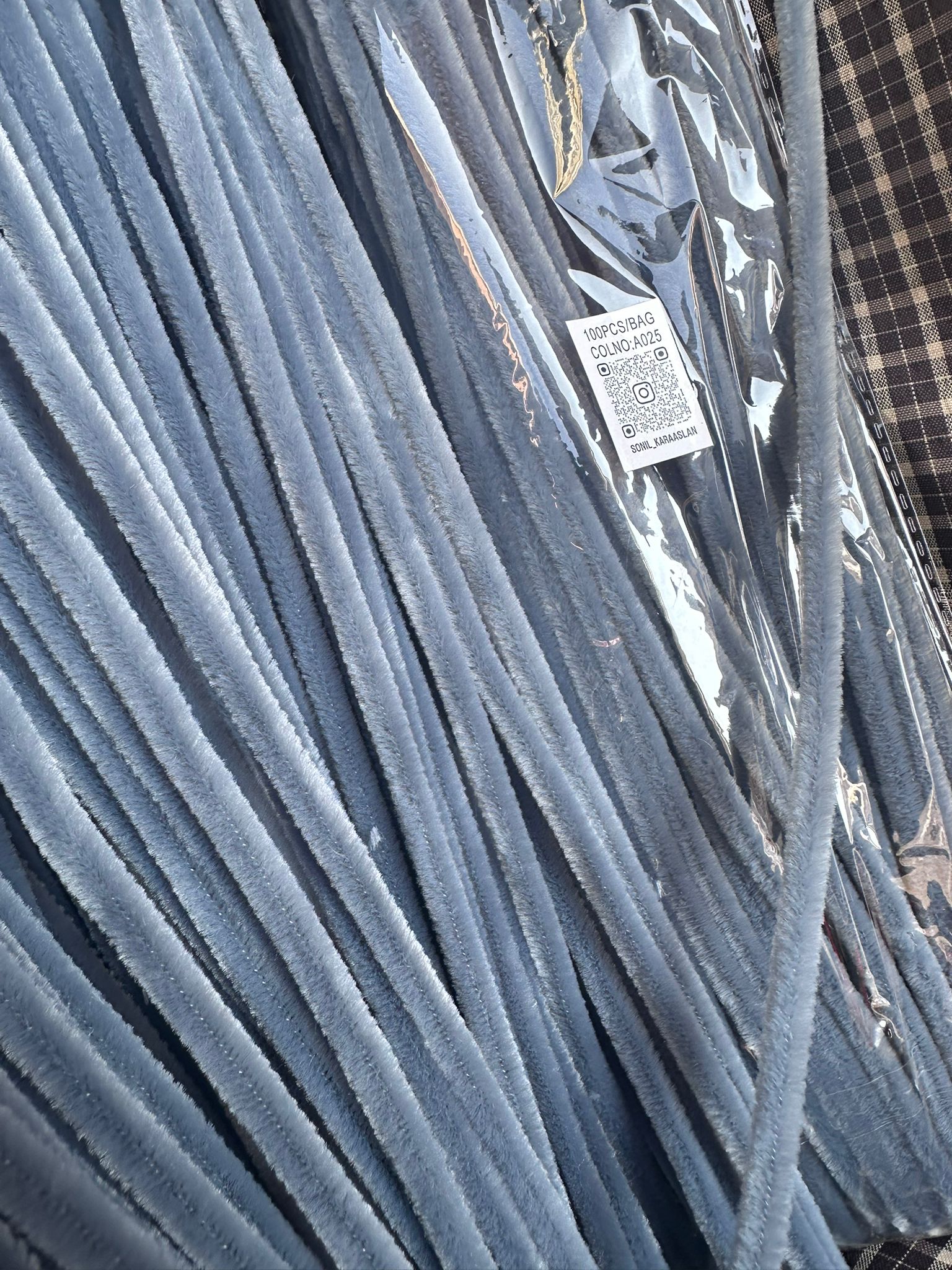 ŞÖNİL 100 LÜ GRİ RENK KOD A025 30 CM -🛍️ YOĞUN TÜYLÜ HOBİ ÇUBUĞU TEL EL İŞİ 100 LÜ PAKET💐