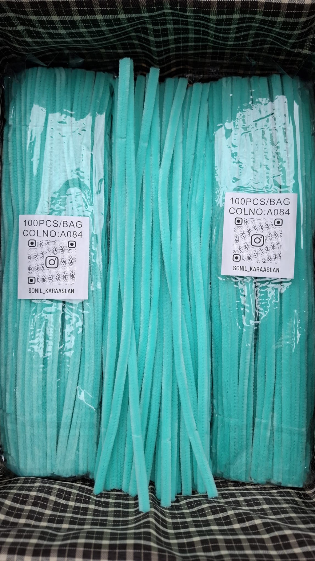 RENK KOD A084 ŞÖNİL 100 LÜ MİNT YEŞİL 30 CM -🛍️ YOĞUN TÜYLÜ HOBİ ÇUBUĞU TEL EL İŞİ 100 LÜ PAKET💐