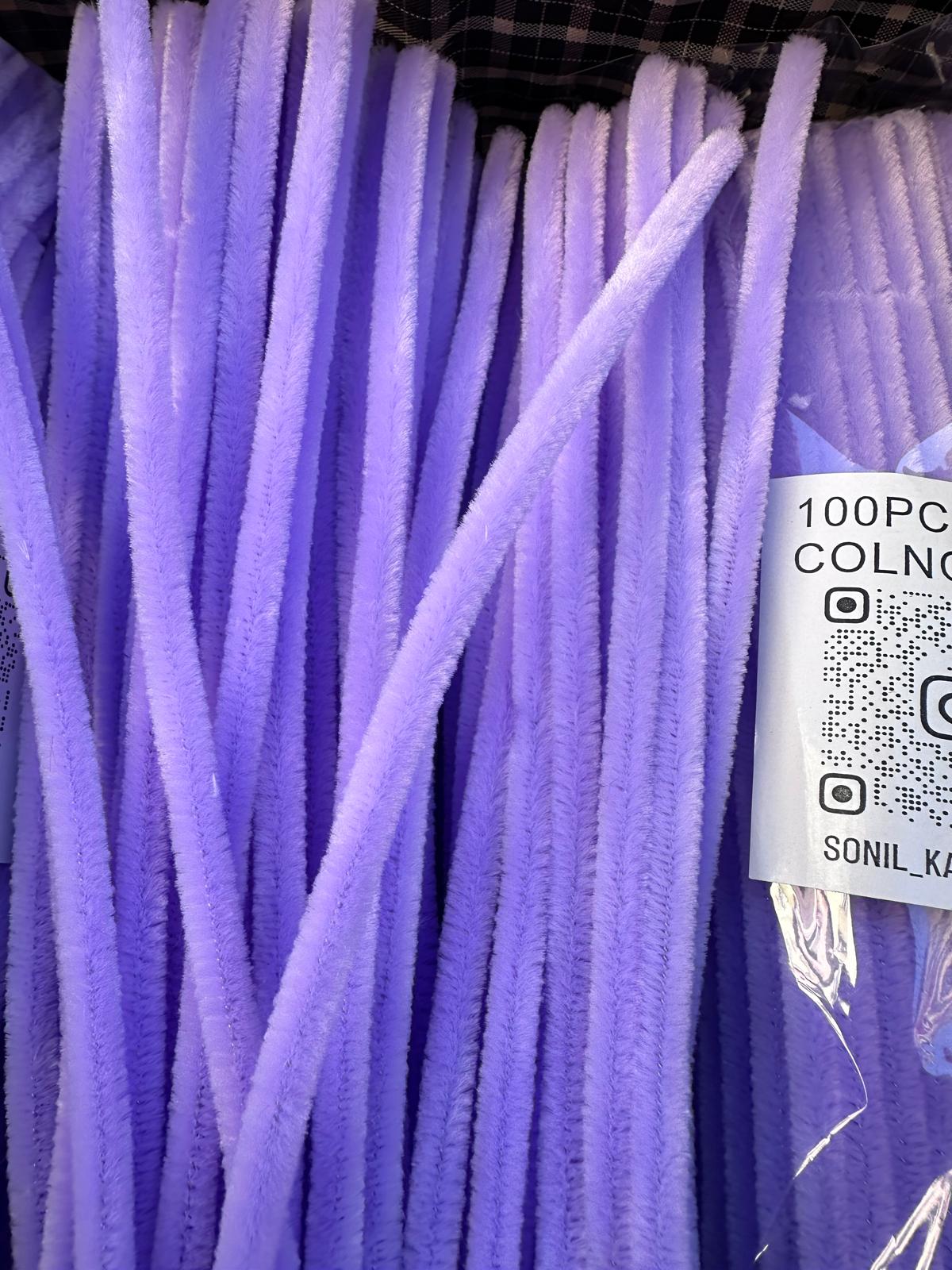 ŞÖNİL 100 LÜ MOR RENK KOD A077 30 CM -🛍️ YOĞUN TÜYLÜ HOBİ ÇUBUĞU TEL EL İŞİ 100 LÜ PAKET💐