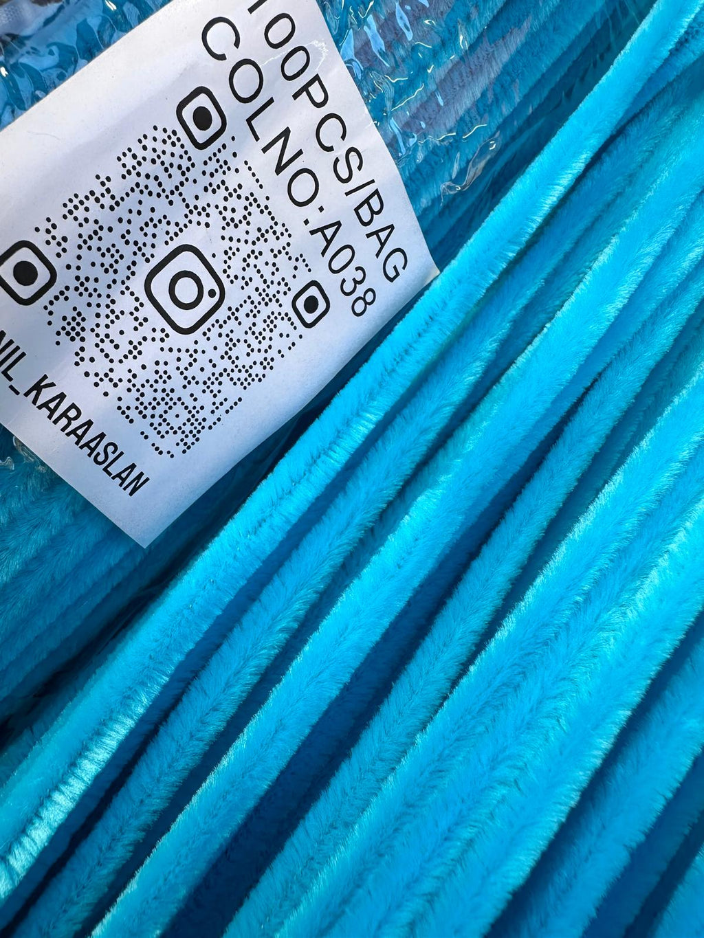 ŞÖNİL 100 LÜ MAVİ RENK KOD A038 30 CM -🛍️ YOĞUN TÜYLÜ HOBİ ÇUBUĞU TEL EL İŞİ 100 LÜ PAKET💐