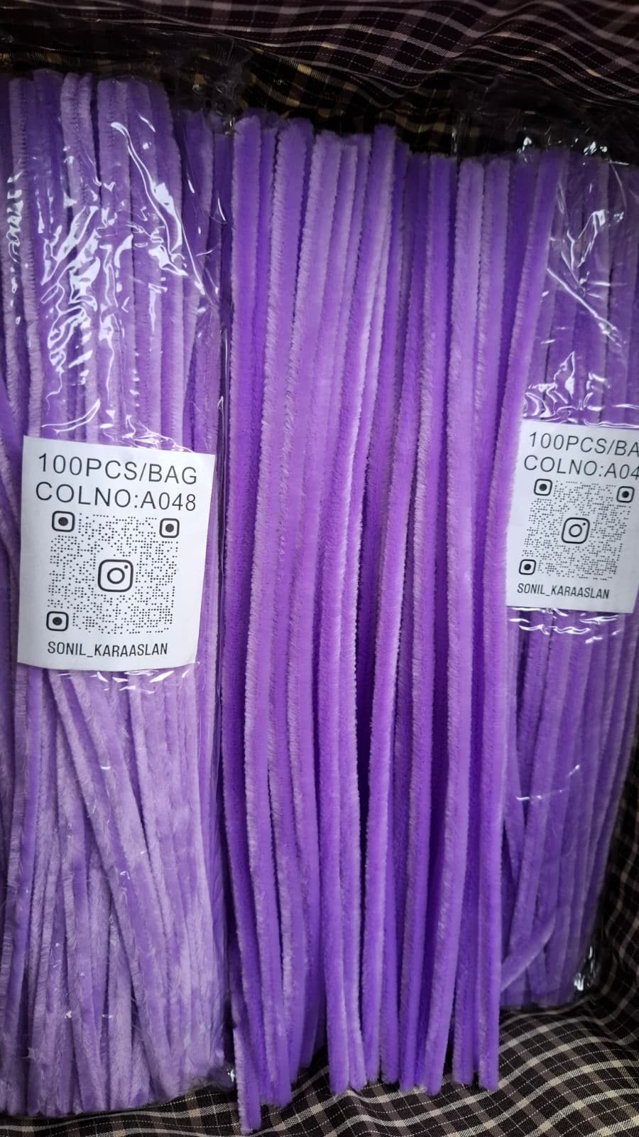 ŞÖNİL 100 LÜ LİLA RENK KOD A048 30 CM -🛍️ YOĞUN TÜYLÜ HOBİ ÇUBUĞU TEL EL İŞİ 100 LÜ PAKET💐