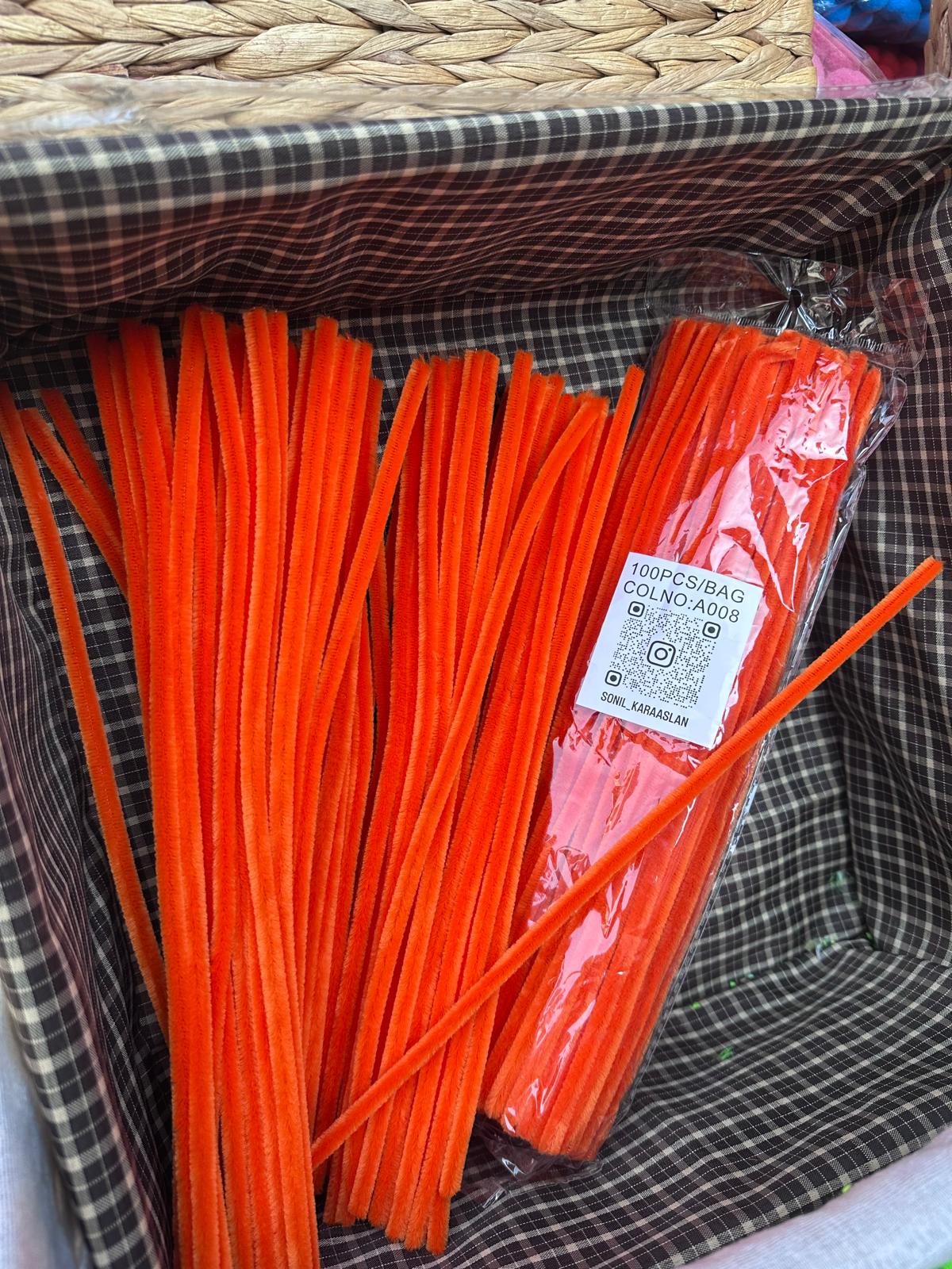 100'lü Turuncu A008 Şönil Çubuk - 30 cm | El İşi, Hobi, Süsleme, Dekorasyon Çicek