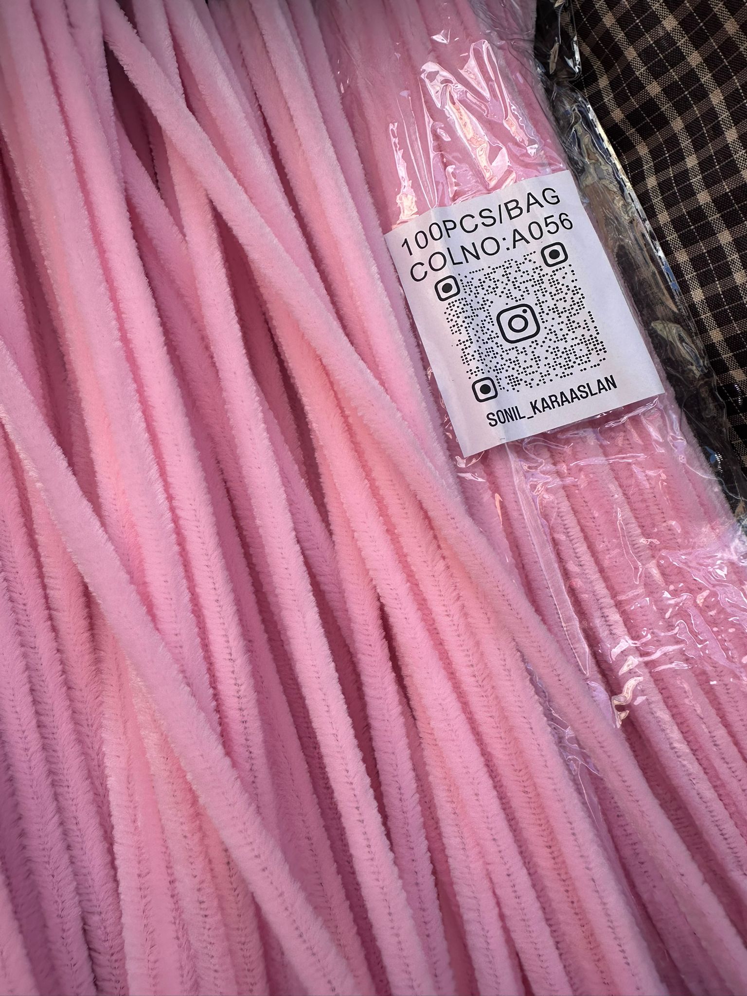 ŞÖNİL 100 LÜ PEMBE A056 RENK KOD 30 CM -🛍️ YOĞUN TÜYLÜ HOBİ ÇUBUĞU TEL EL İŞİ 100 LÜ PAKET💐