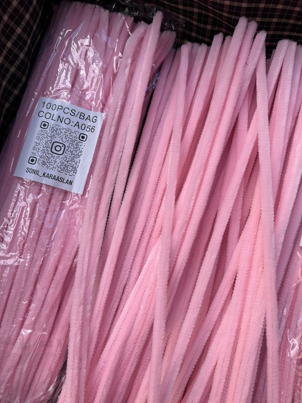 ŞÖNİL 100 LÜ PEMBE A056 RENK KOD 30 CM -🛍️ YOĞUN TÜYLÜ HOBİ ÇUBUĞU TEL EL İŞİ 100 LÜ PAKET💐