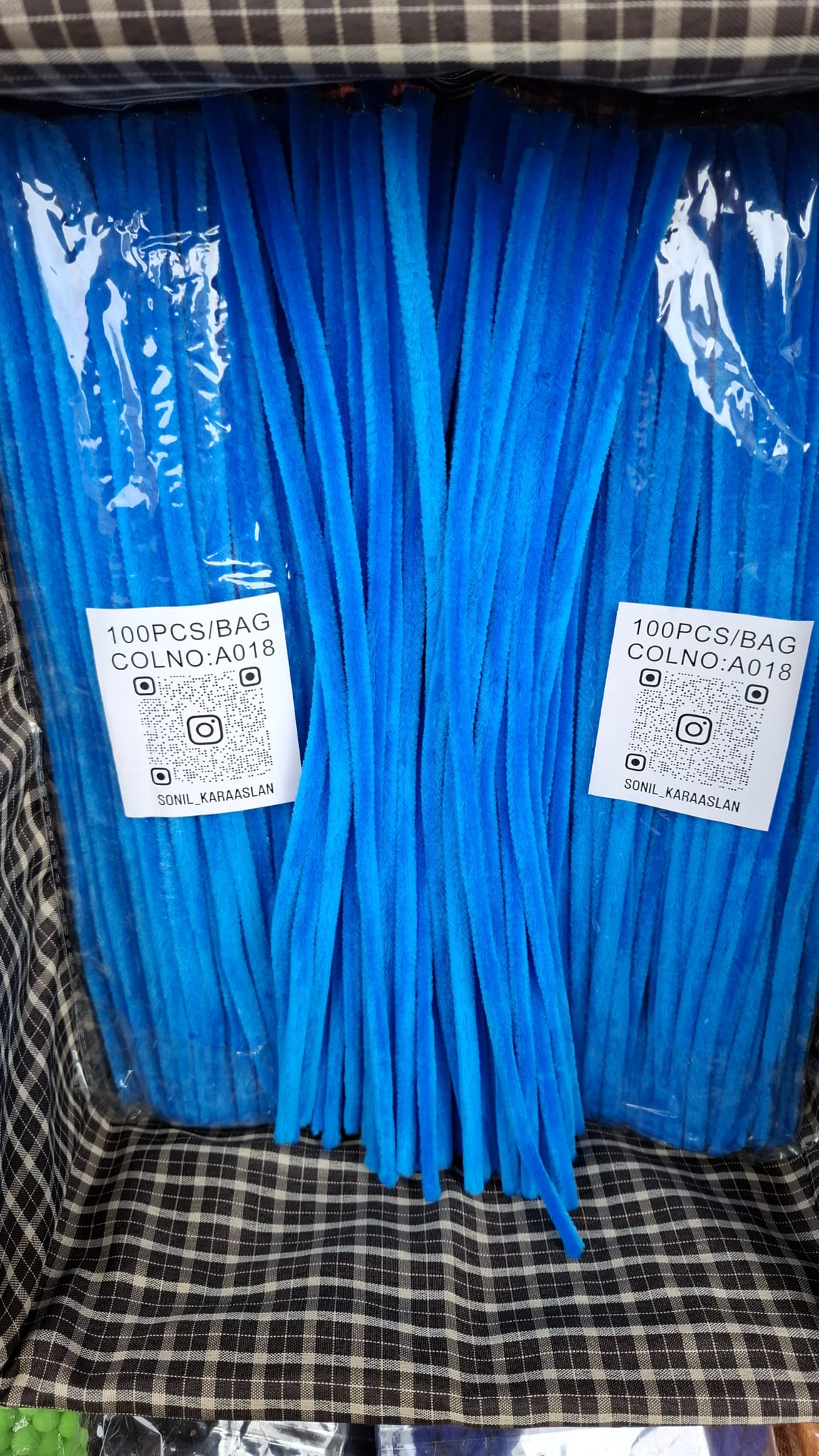ŞÖNİL 100 LÜ MAVİ RENK KOD A018 30 CM -🛍️ YOĞUN TÜYLÜ HOBİ ÇUBUĞU TEL EL İŞİ 100 LÜ PAKET💐