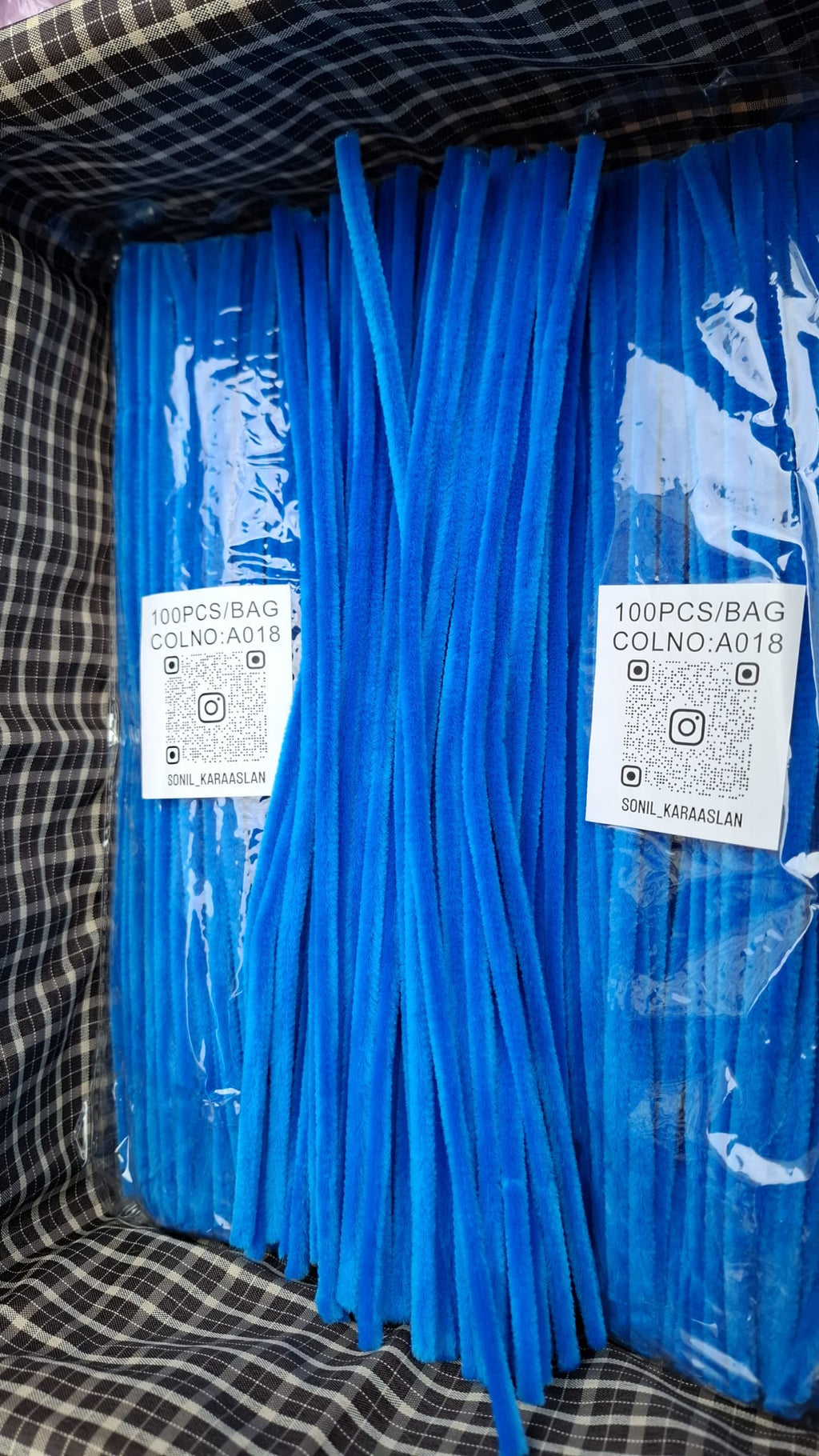 ŞÖNİL 100 LÜ MAVİ RENK KOD A018 30 CM -🛍️ YOĞUN TÜYLÜ HOBİ ÇUBUĞU TEL EL İŞİ 100 LÜ PAKET💐