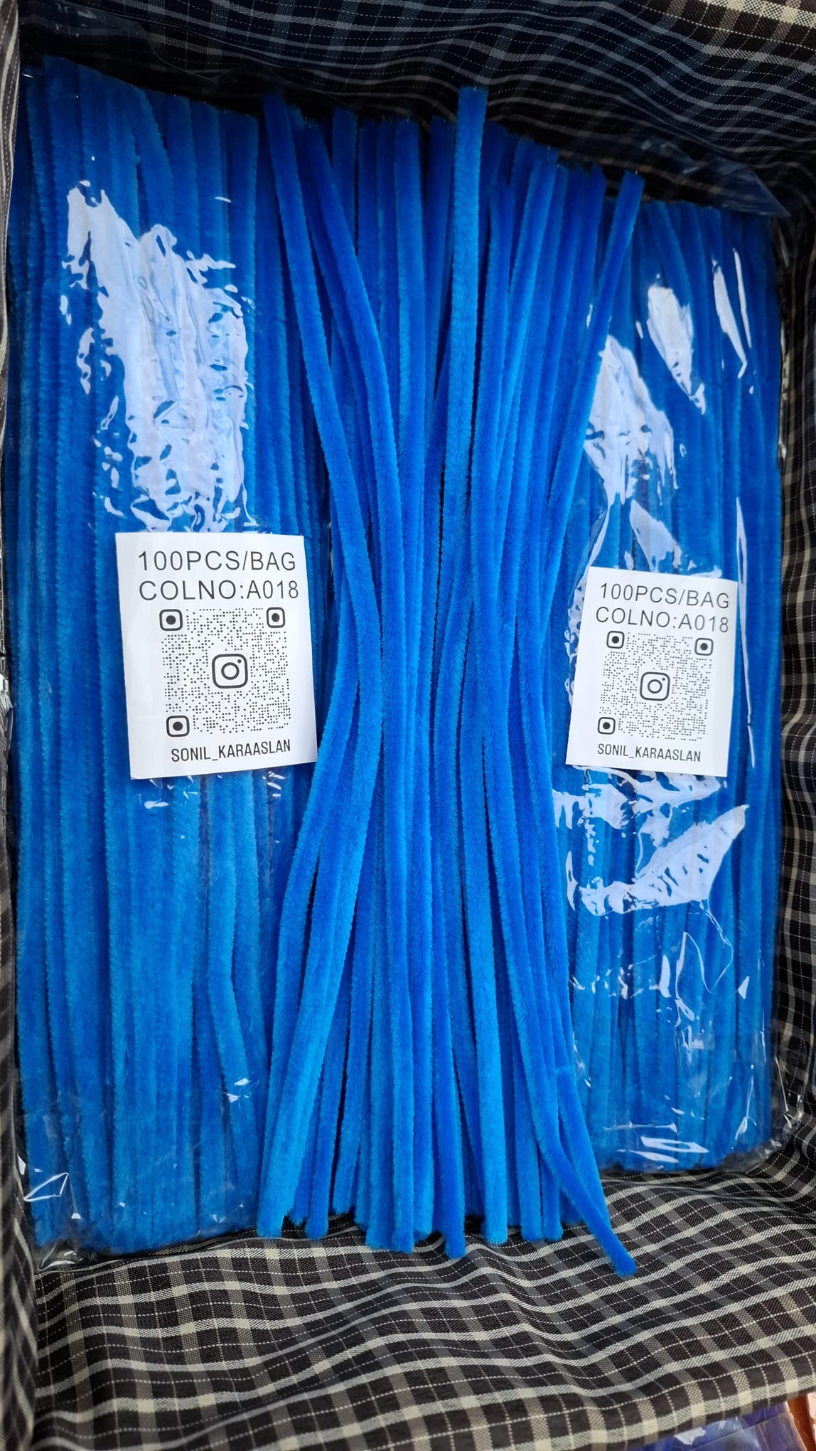 ŞÖNİL 100 LÜ MAVİ RENK KOD A018 30 CM -🛍️ YOĞUN TÜYLÜ HOBİ ÇUBUĞU TEL EL İŞİ 100 LÜ PAKET💐