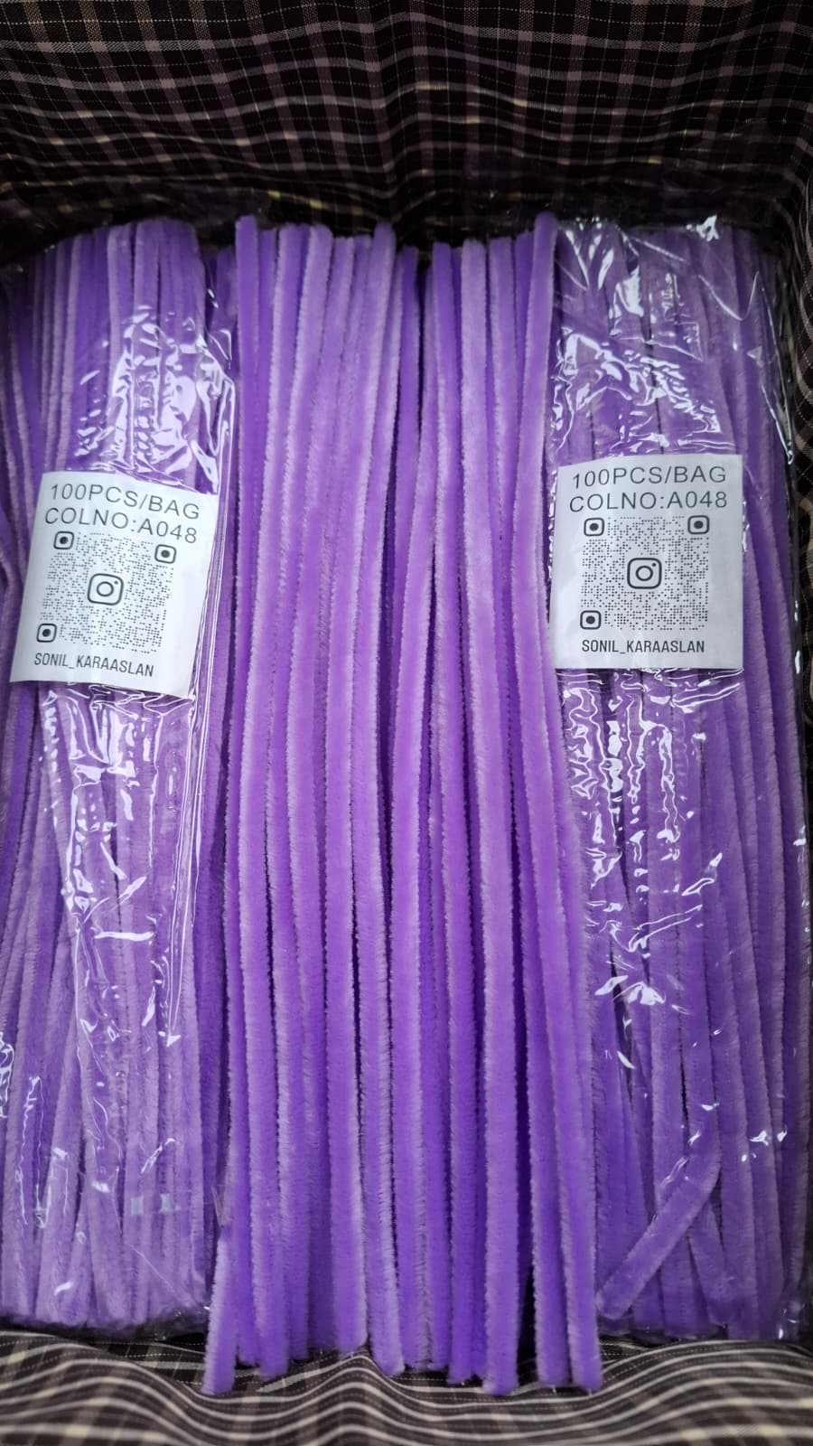 ŞÖNİL 100 LÜ LİLA RENK KOD A048 30 CM -🛍️ YOĞUN TÜYLÜ HOBİ ÇUBUĞU TEL EL İŞİ 100 LÜ PAKET💐