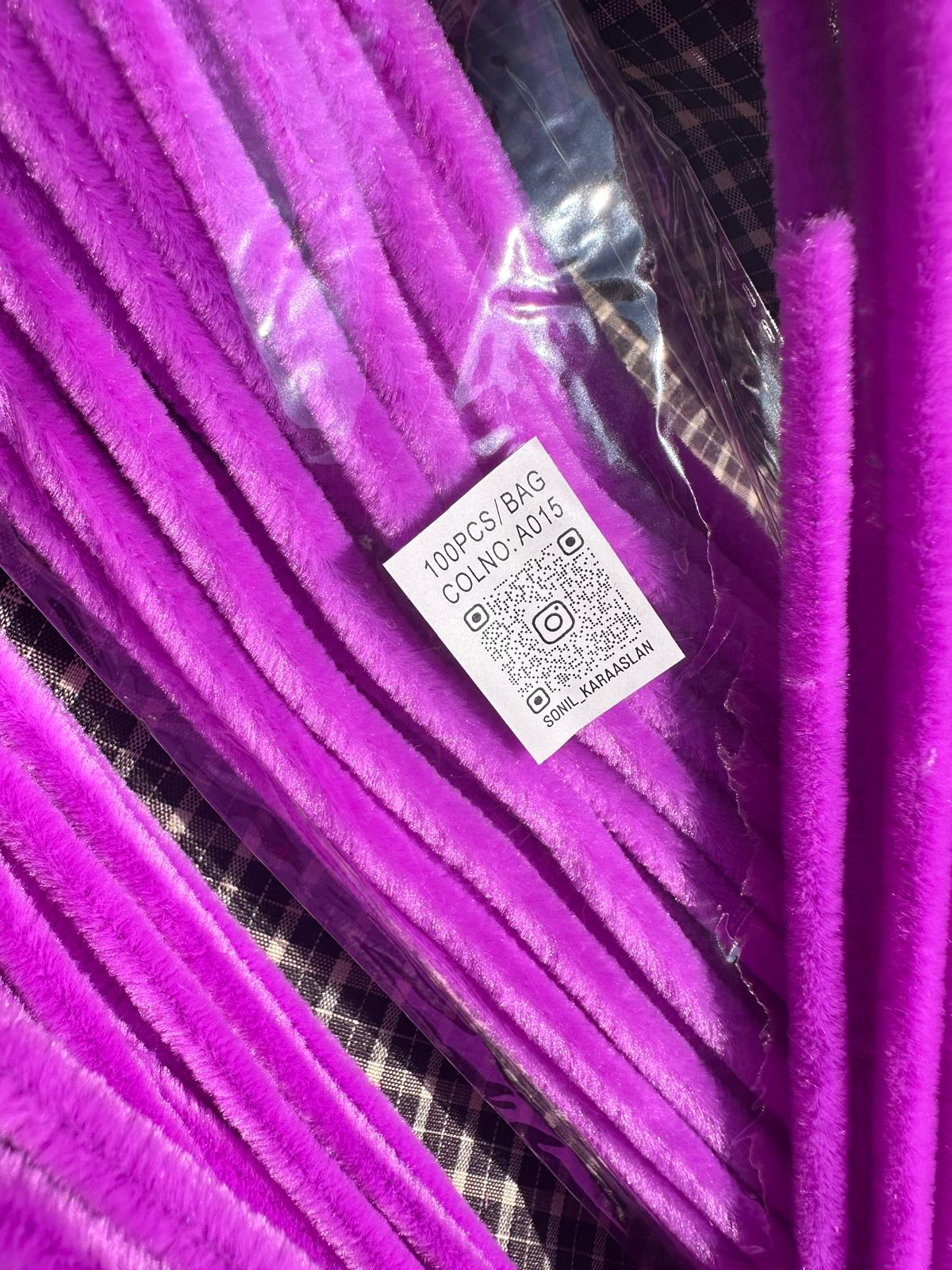 ŞÖNİL 100 LÜ LİLA RENK KOD A015 30 CM -🛍️ YOĞUN TÜYLÜ HOBİ ÇUBUĞU TEL EL İŞİ 100 LÜ PAKET💐