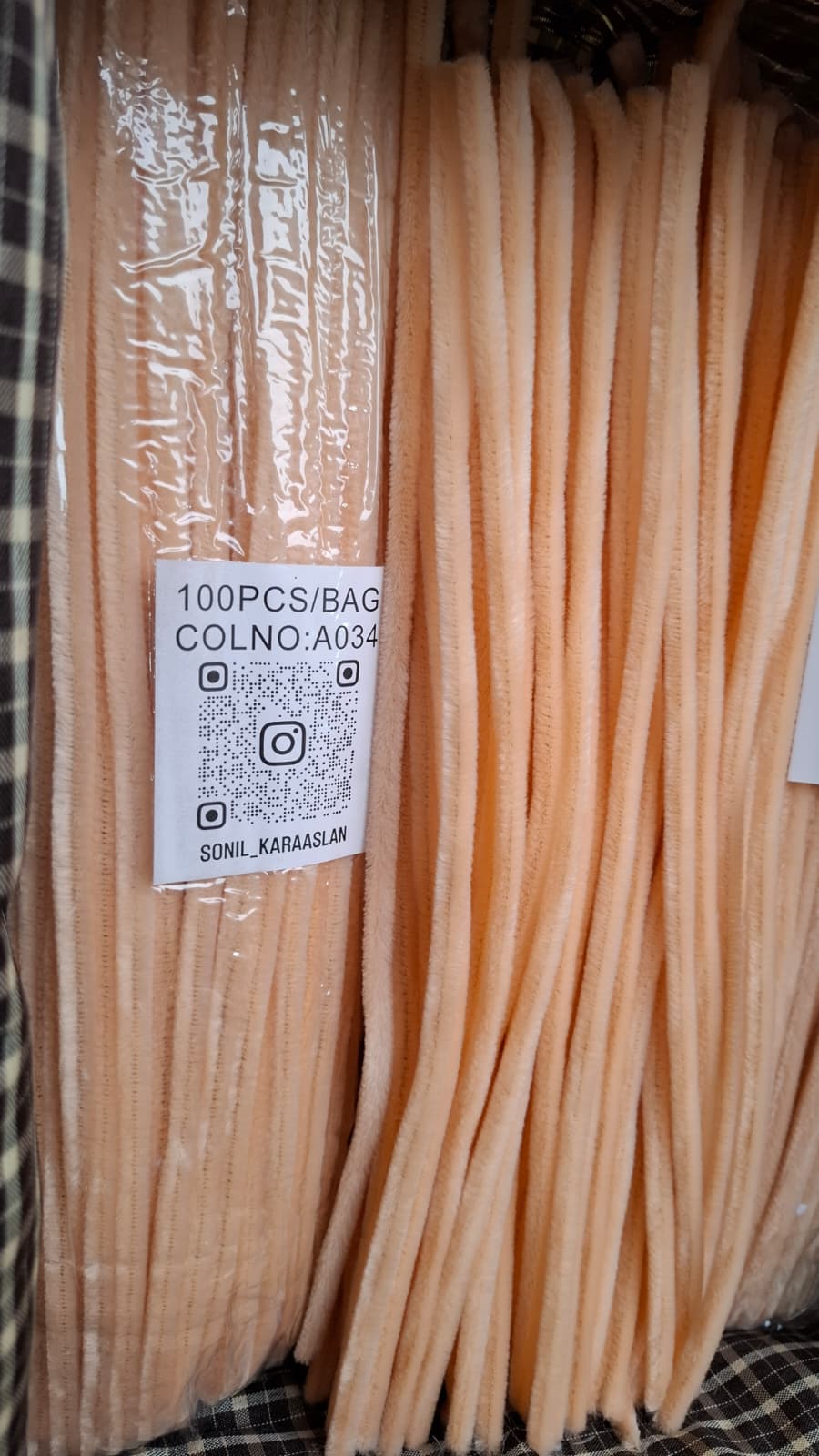 ŞÖNİL 100 LÜ SOMON RENK KOD A034 30 CM -🛍️ YOĞUN TÜYLÜ HOBİ ÇUBUĞU TEL EL İŞİ 100 LÜ PAKET💐