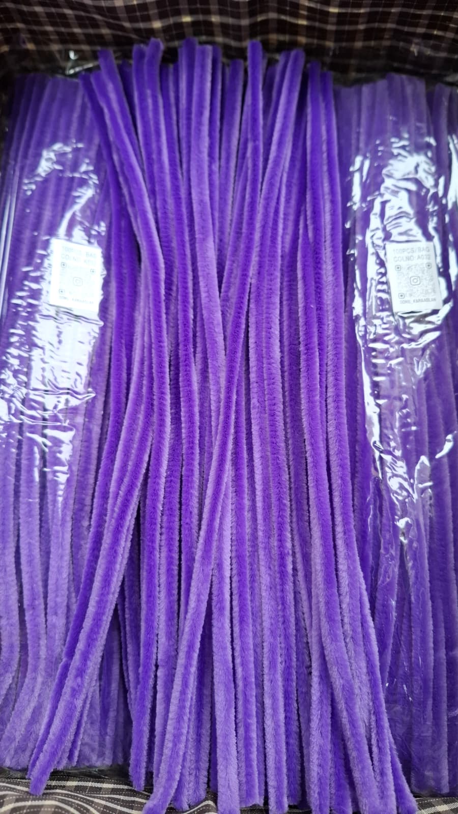 ŞÖNİL 100 LÜ MOR RENK KOD A032 30 CM -🛍️ YOĞUN TÜYLÜ HOBİ ÇUBUĞU TEL EL İŞİ 100 LÜ PAKET💐