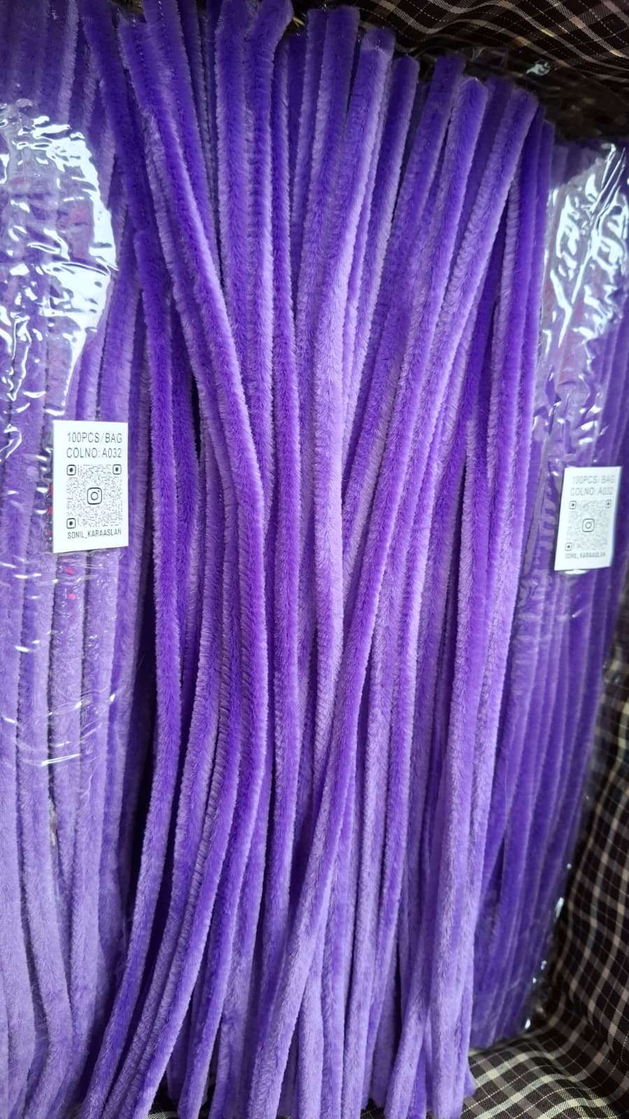 ŞÖNİL 100 LÜ MOR RENK KOD A032 30 CM -🛍️ YOĞUN TÜYLÜ HOBİ ÇUBUĞU TEL EL İŞİ 100 LÜ PAKET💐
