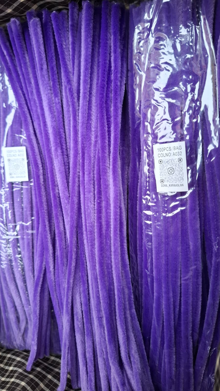 ŞÖNİL 100 LÜ MOR RENK KOD A032 30 CM -🛍️ YOĞUN TÜYLÜ HOBİ ÇUBUĞU TEL EL İŞİ 100 LÜ PAKET💐
