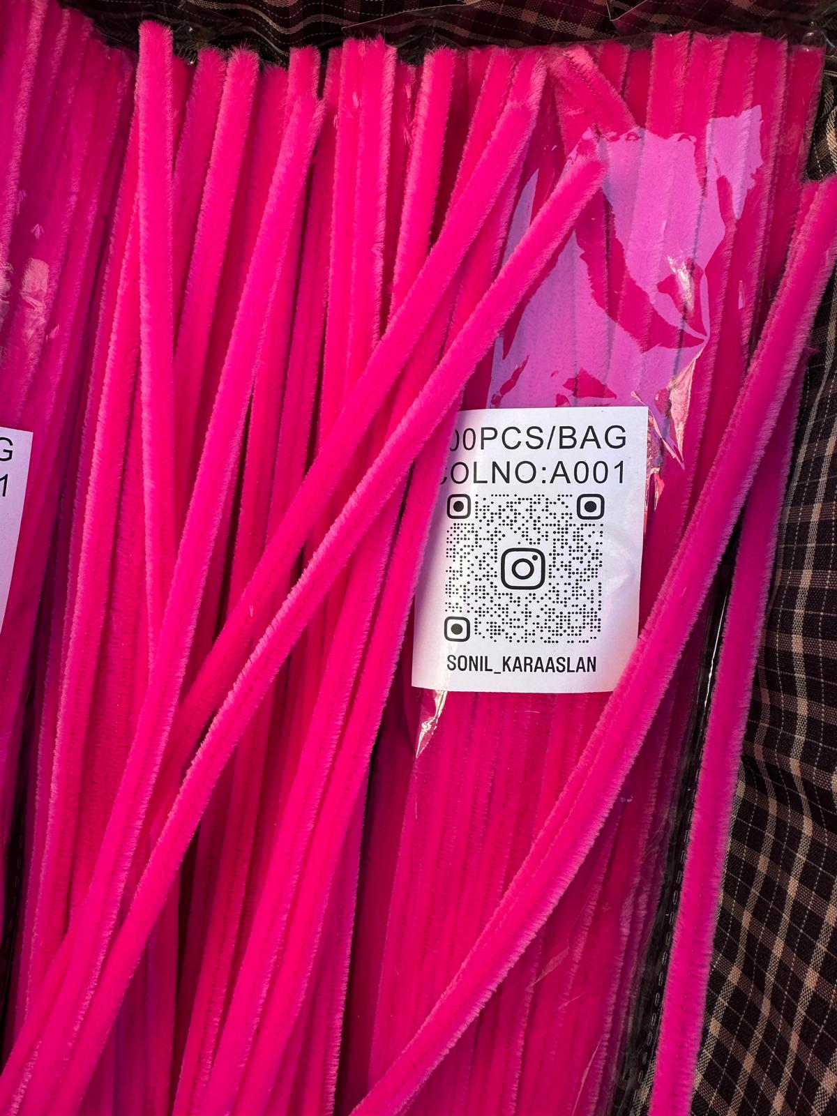 ŞÖNİL 100 LÜ FUŞYA RENK KOD A001 30 CM -🛍️ YOĞUN TÜYLÜ HOBİ ÇUBUĞU TEL EL İŞİ 100 LÜ PAKET💐