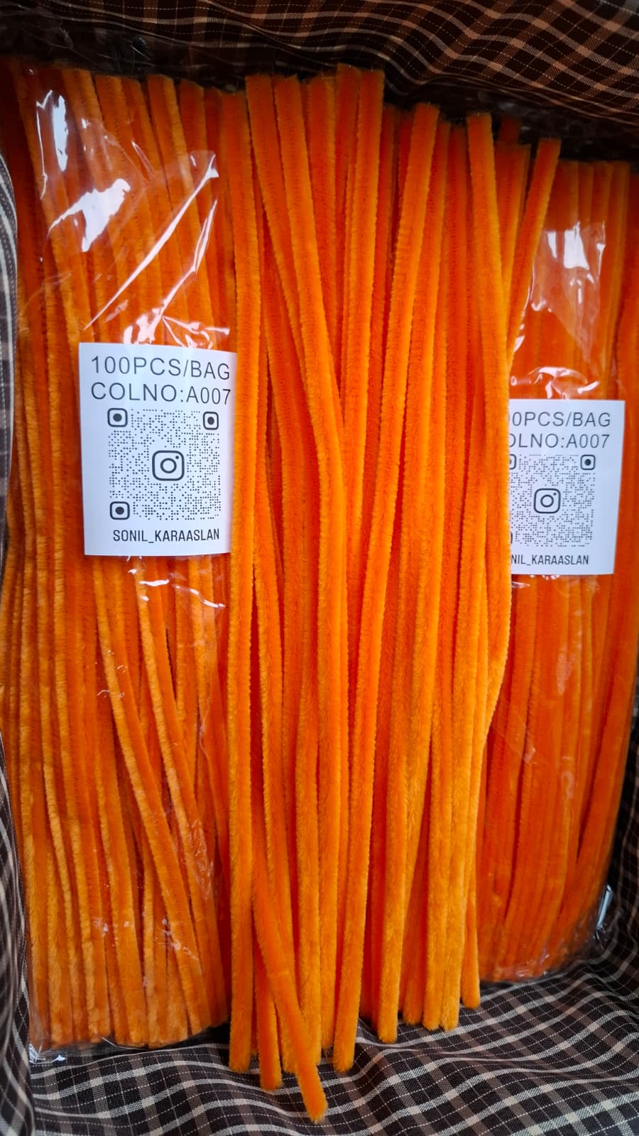ŞÖNİL 100 LÜ TURUNCU RENK KOD A007 30 CM -🛍️ YOĞUN TÜYLÜ HOBİ ÇUBUĞU TEL EL İŞİ 100 LÜ PAKET💐