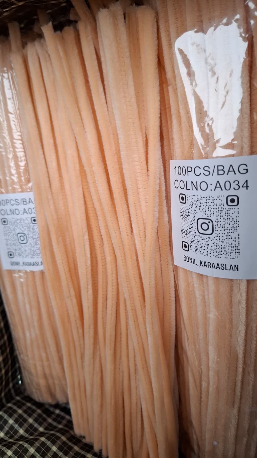ŞÖNİL 100 LÜ SOMON RENK KOD A034 30 CM -🛍️ YOĞUN TÜYLÜ HOBİ ÇUBUĞU TEL EL İŞİ 100 LÜ PAKET💐