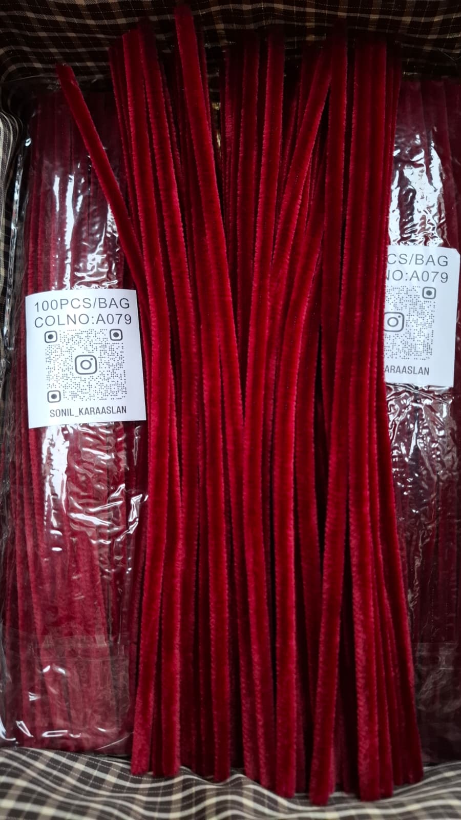 ŞÖNİL 100 LÜ BORDO RENK KOD A079 30 CM -🛍️ YOĞUN TÜYLÜ HOBİ ÇUBUĞU TEL EL İŞİ 100 LÜ PAKET💐