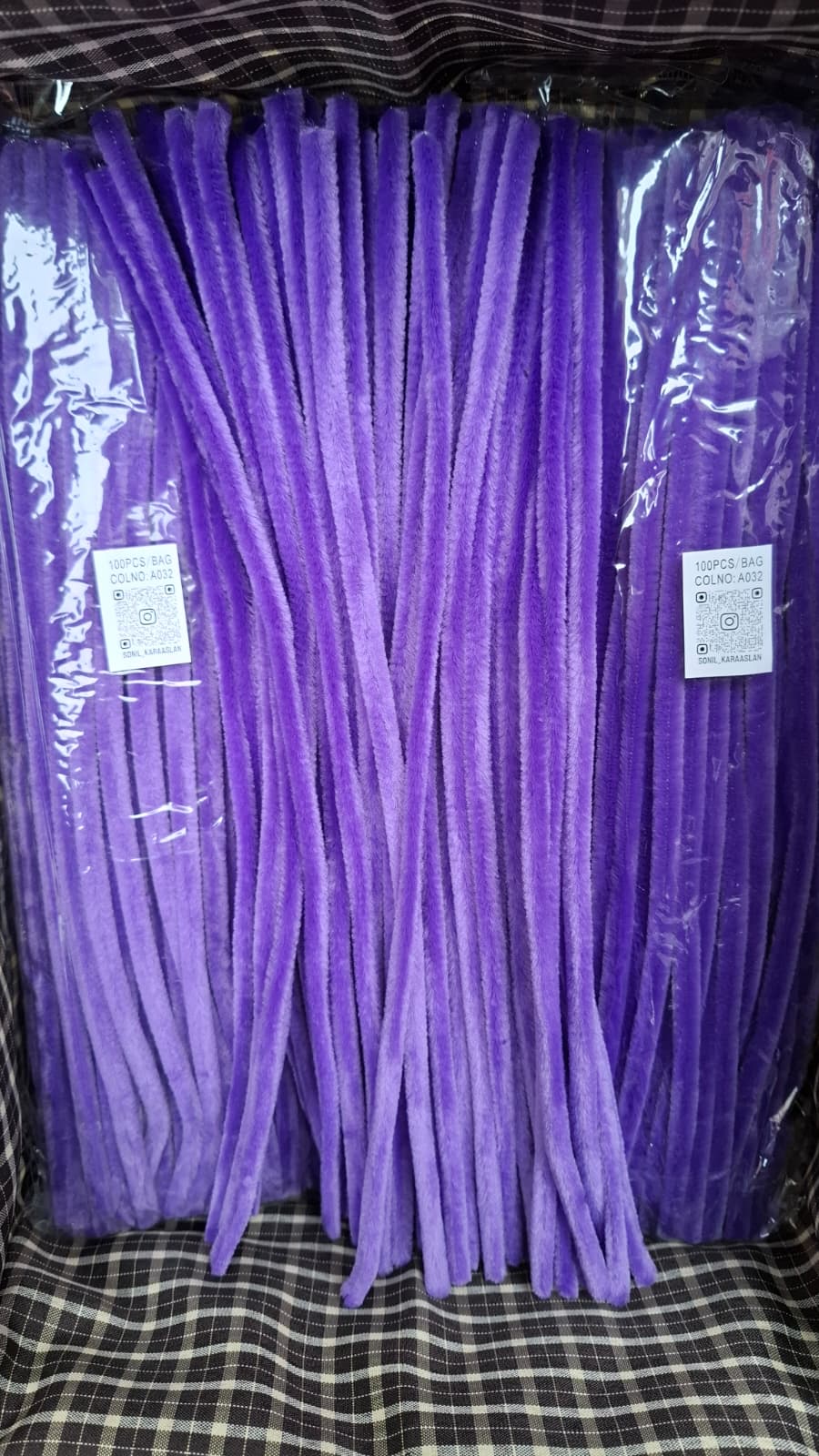 ŞÖNİL 100 LÜ MOR RENK KOD A032 30 CM -🛍️ YOĞUN TÜYLÜ HOBİ ÇUBUĞU TEL EL İŞİ 100 LÜ PAKET💐