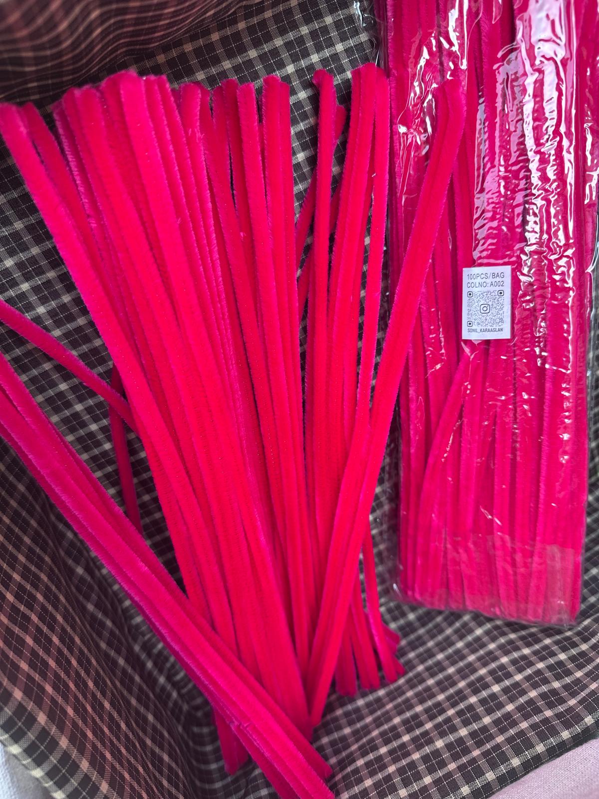 ŞÖNİL 100 LÜ FUŞYA RENK KOD A002 30 CM -🛍️ YOĞUN TÜYLÜ HOBİ ÇUBUĞU TEL EL İŞİ 100 LÜ PAKET💐