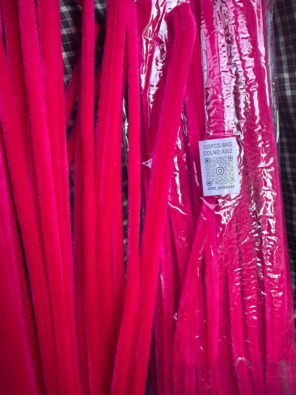 ŞÖNİL 100 LÜ FUŞYA RENK KOD A002 30 CM -🛍️ YOĞUN TÜYLÜ HOBİ ÇUBUĞU TEL EL İŞİ 100 LÜ PAKET💐