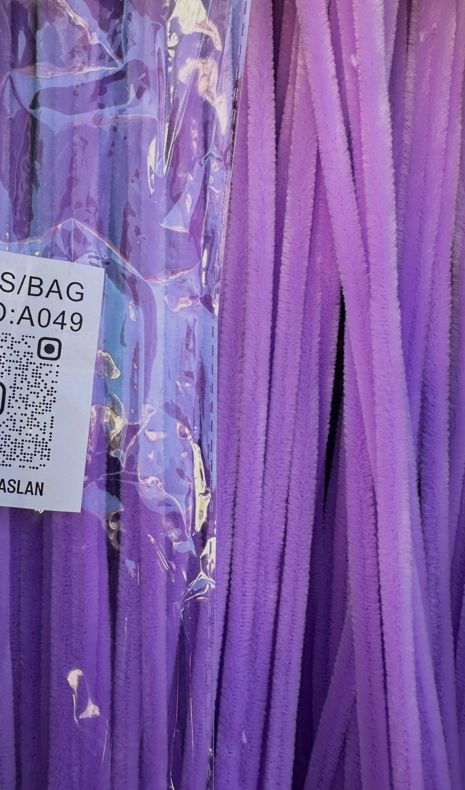 ŞÖNİL 100 LÜ LİLA RENK KOD A049 30 CM -🛍️ YOĞUN TÜYLÜ HOBİ ÇUBUĞU TEL EL İŞİ 100 LÜ PAKET💐