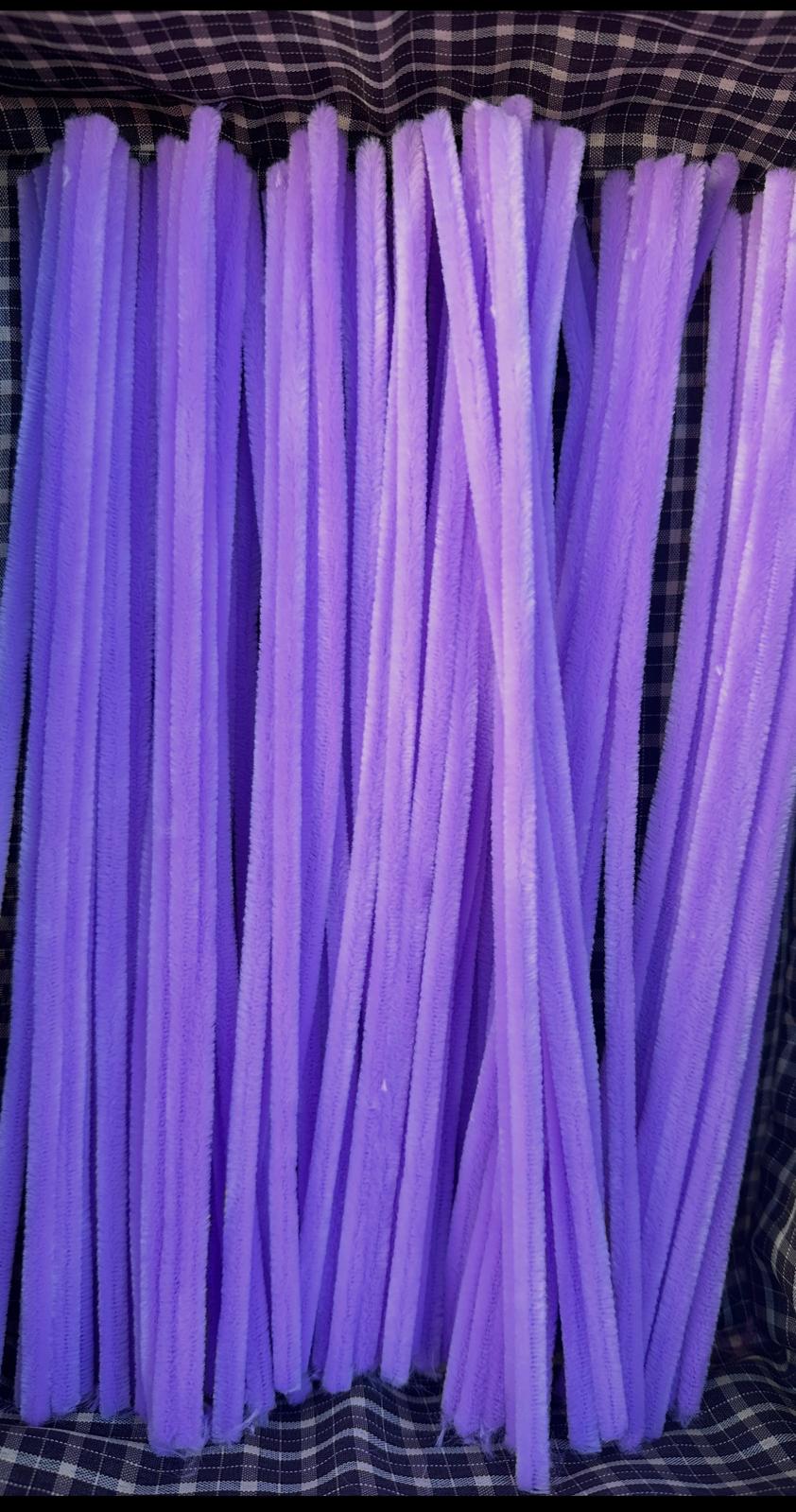 ŞÖNİL 100 LÜ LİLA RENK KOD A049 30 CM -🛍️ YOĞUN TÜYLÜ HOBİ ÇUBUĞU TEL EL İŞİ 100 LÜ PAKET💐