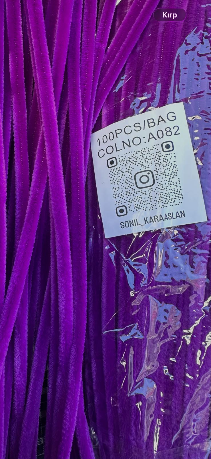ŞÖNİL 100 LÜ MOR RENK KOD A082 30 CM -🛍️ YOĞUN TÜYLÜ HOBİ ÇUBUĞU TEL EL İŞİ 100 LÜ PAKET💐