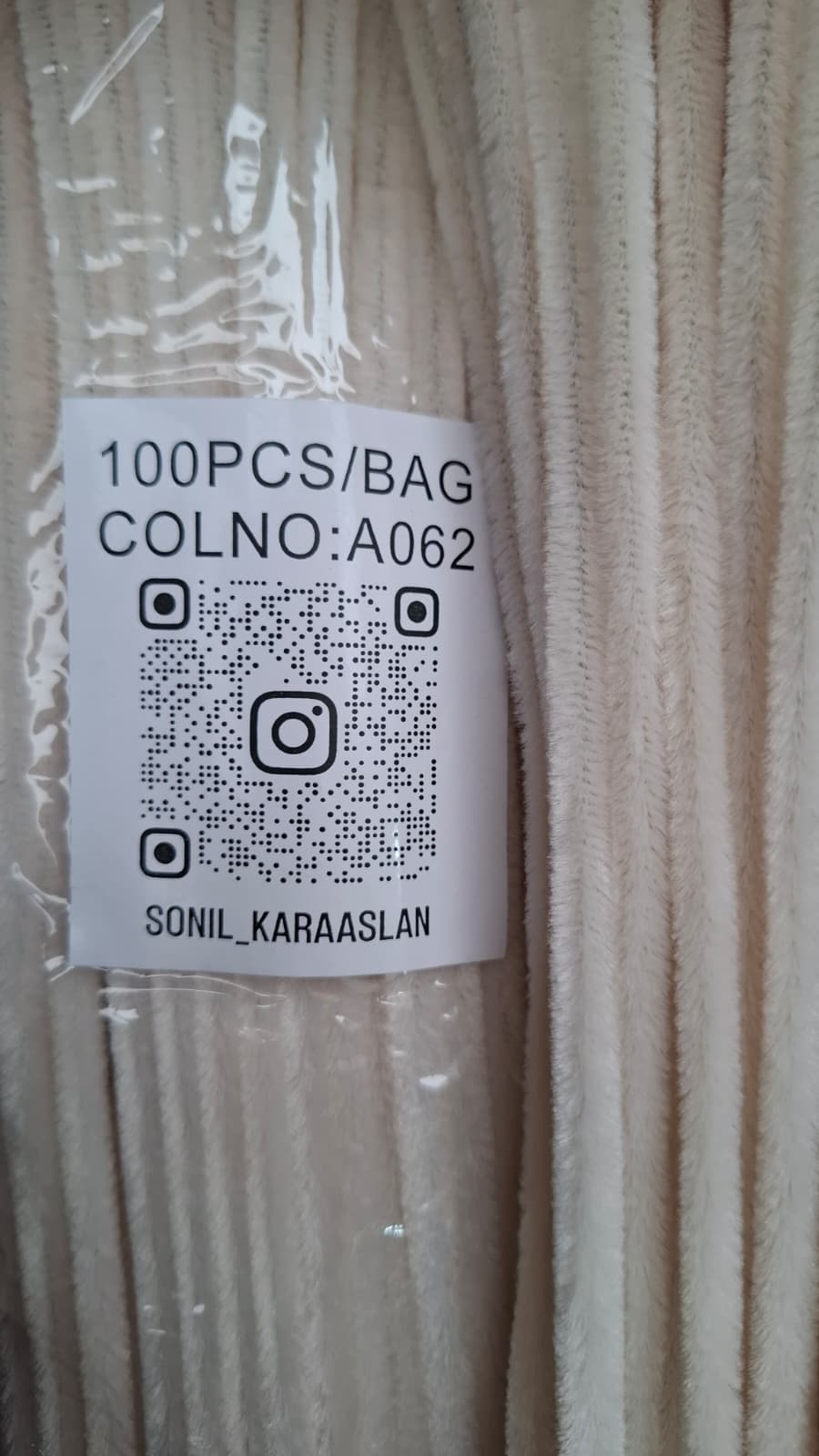 ŞÖNİL 100 LÜ KREM RENK KOD A062 30 CM -🛍️ YOĞUN TÜYLÜ HOBİ ÇUBUĞU TEL EL İŞİ 100 LÜ PAKET💐