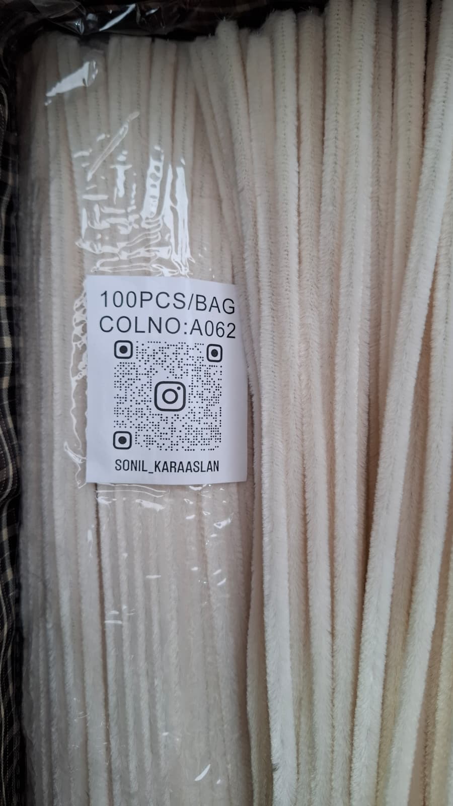 ŞÖNİL 100 LÜ KREM RENK KOD A062 30 CM -🛍️ YOĞUN TÜYLÜ HOBİ ÇUBUĞU TEL EL İŞİ 100 LÜ PAKET💐