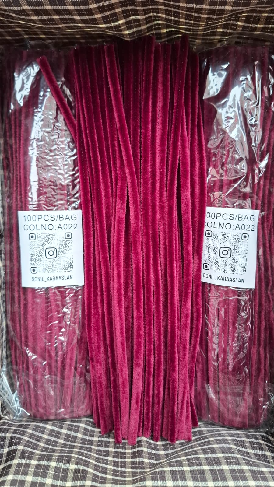RENK KOD A022 ŞÖNİL 100 LÜ VİŞNE BORDOSU 30 CM -🛍️ YOĞUN TÜYLÜ HOBİ ÇUBUĞU TEL 100 LÜ PAKET💐