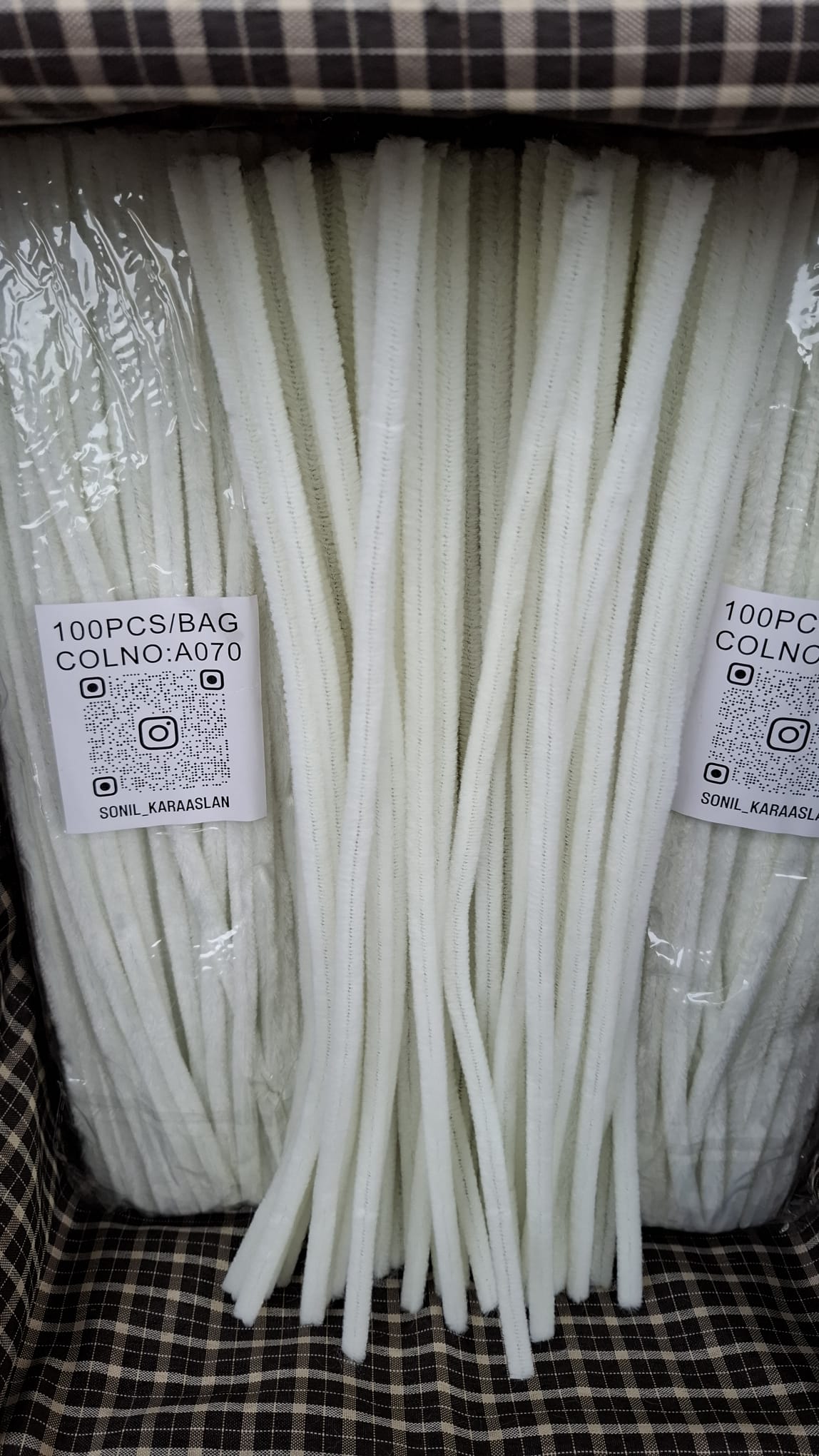 ŞÖNİL 100 LÜ KIRIK BEYAZ RENK KOD A070 30 CM -🛍️ YOĞUN TÜYLÜ HOBİ ÇUBUĞU TEL EL İŞİ 100 LÜ PAKET💐