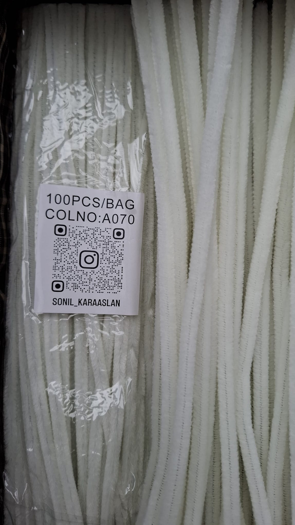 ŞÖNİL 100 LÜ KIRIK BEYAZ RENK KOD A070 30 CM -🛍️ YOĞUN TÜYLÜ HOBİ ÇUBUĞU TEL EL İŞİ 100 LÜ PAKET💐