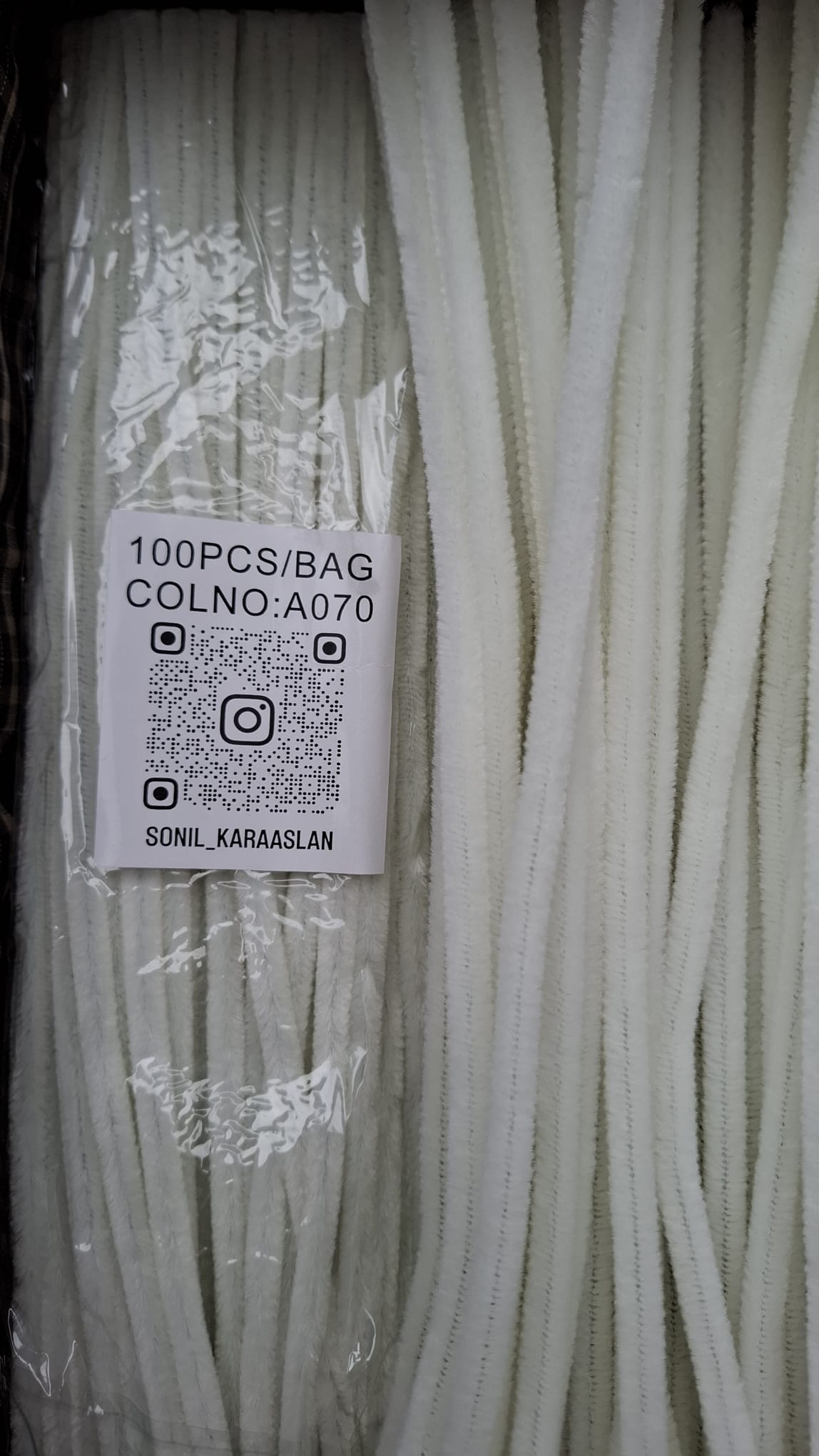 ŞÖNİL 100 LÜ KIRIK BEYAZ RENK KOD A070 30 CM -🛍️ YOĞUN TÜYLÜ HOBİ ÇUBUĞU TEL EL İŞİ 100 LÜ PAKET💐