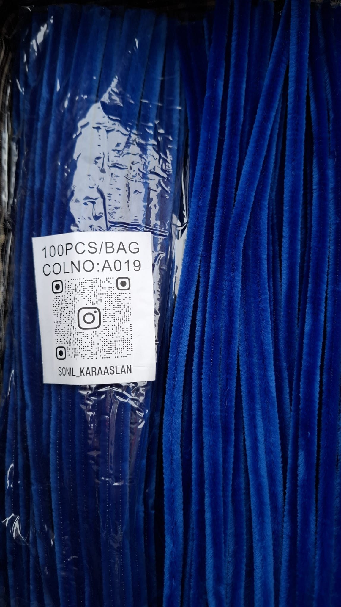 ŞÖNİL 100 LÜ SAX MAVİ RENK KOD A019 30 CM -🛍️ YOĞUN TÜYLÜ HOBİ ÇUBUĞU TEL EL İŞİ 100 LÜ PAKET💐
